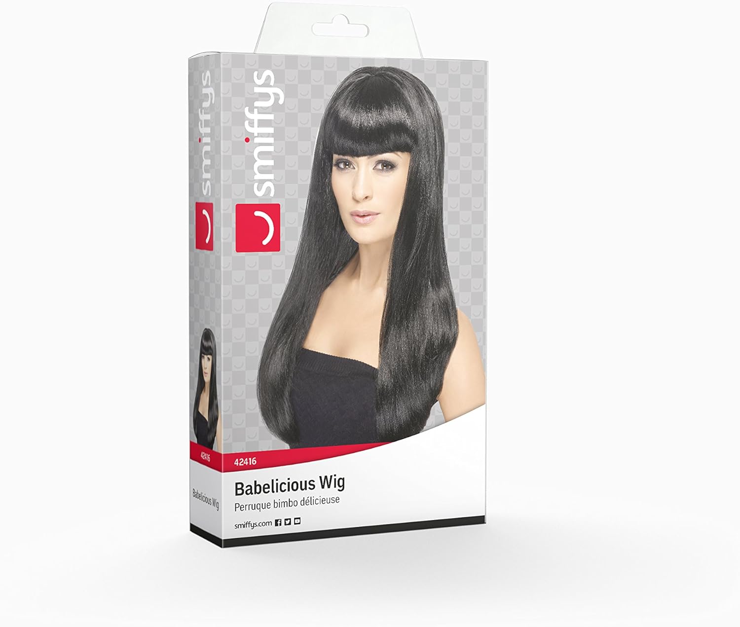 Smiffys Babelicious Long Straight Wig with Fringe - Black