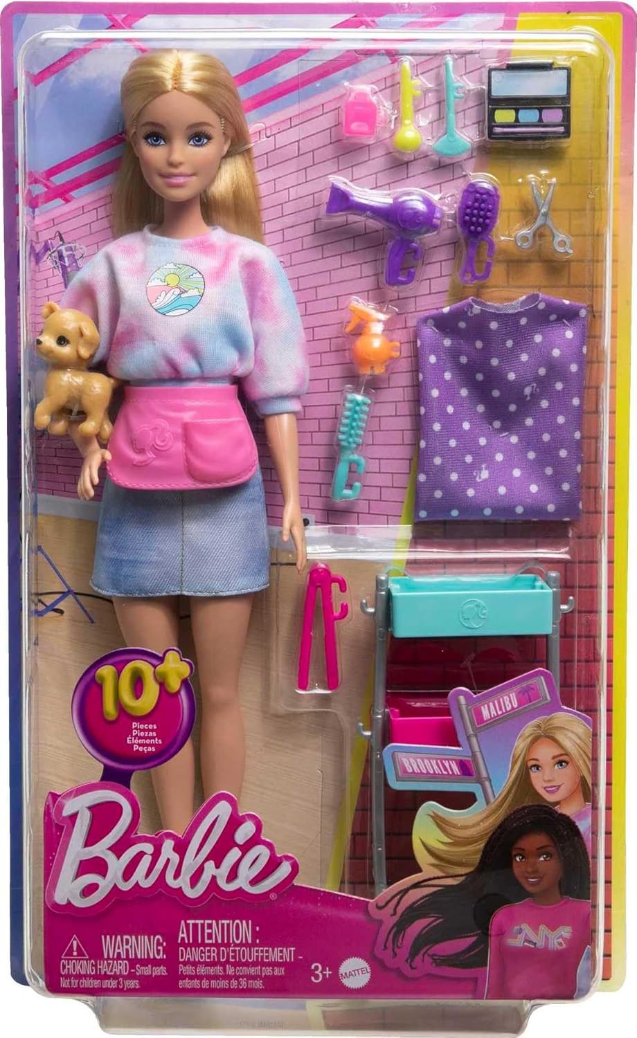 Barbie "Malibu" Stylist Doll & 14-Piece Hair & Makeup Playset - Role Play for Kids 3+