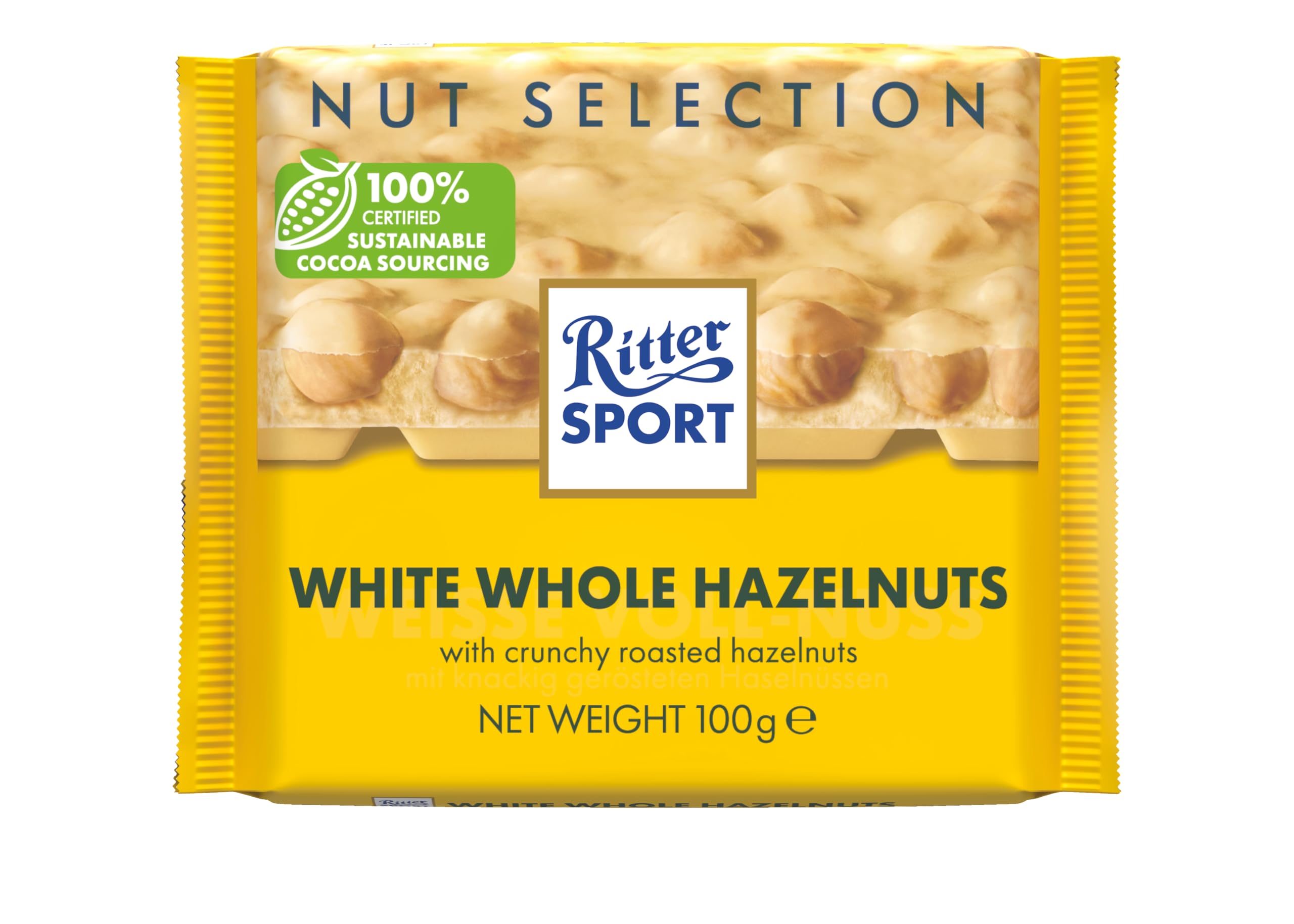 Ritter Sport Whole Hazelnuts White Chocolate Bar, 100g