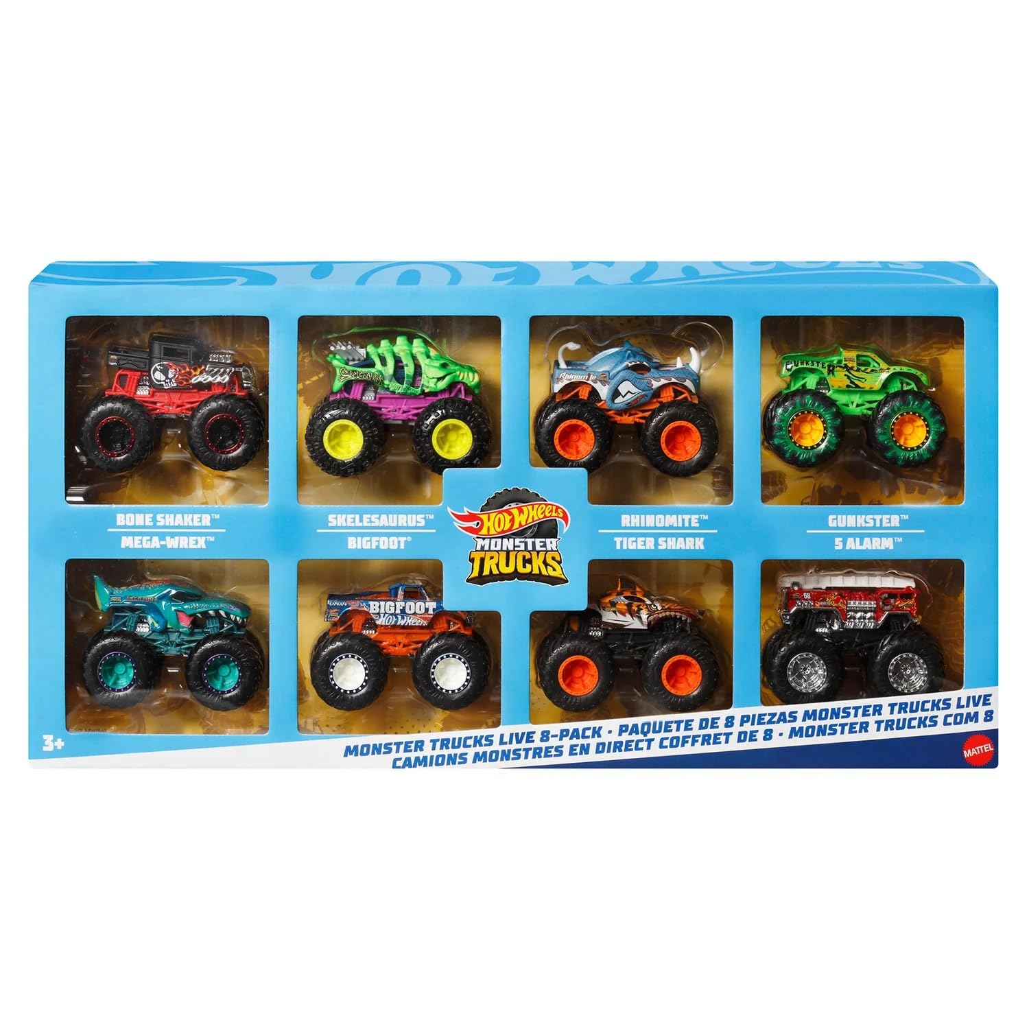 Hot Wheels Monster Trucks 8-Pack - 1:64 Scale Die-Cast Toy Trucks for Kids 3+