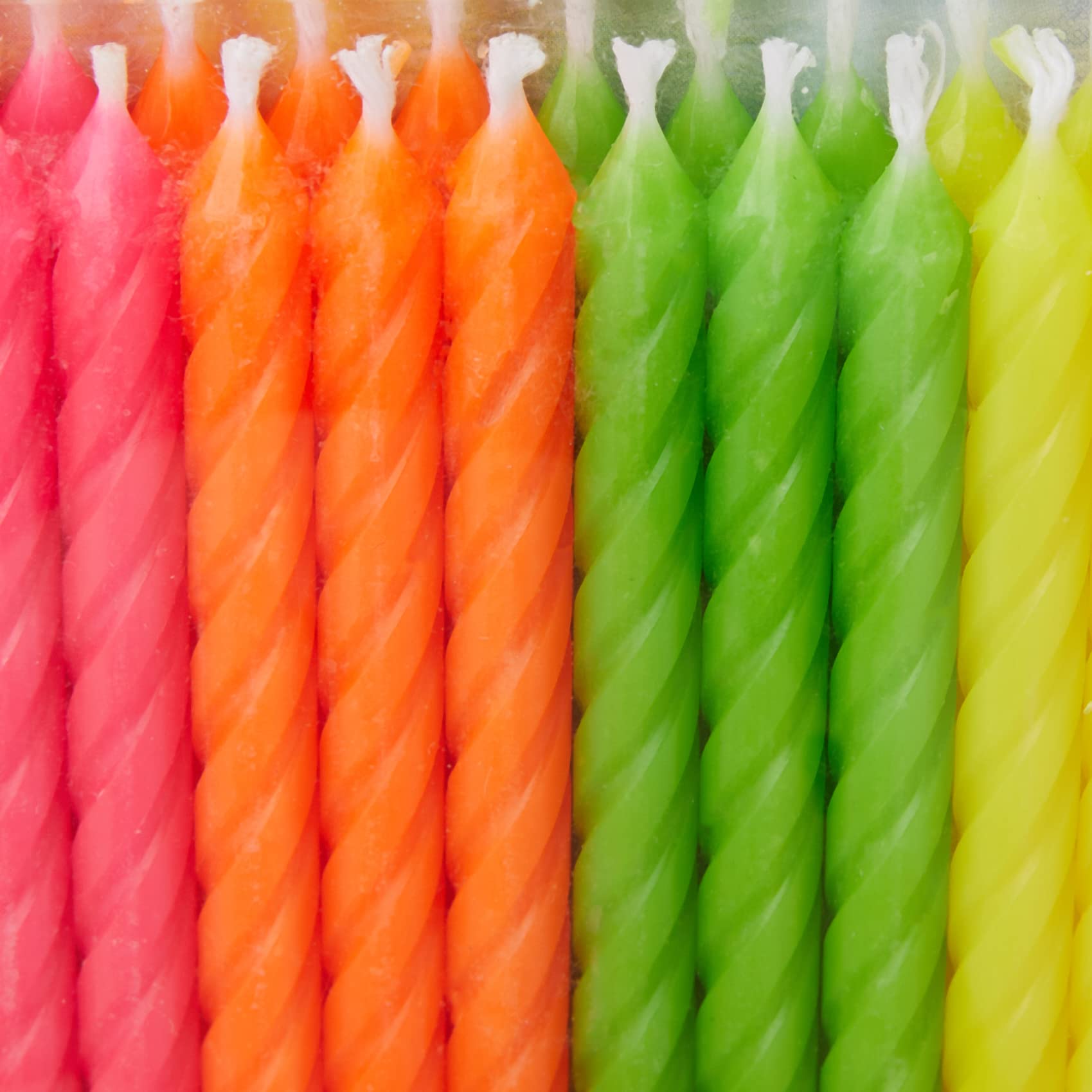 PME Neon Spiral Candles - 24-Pack Multi-Color Party Cake Toppers