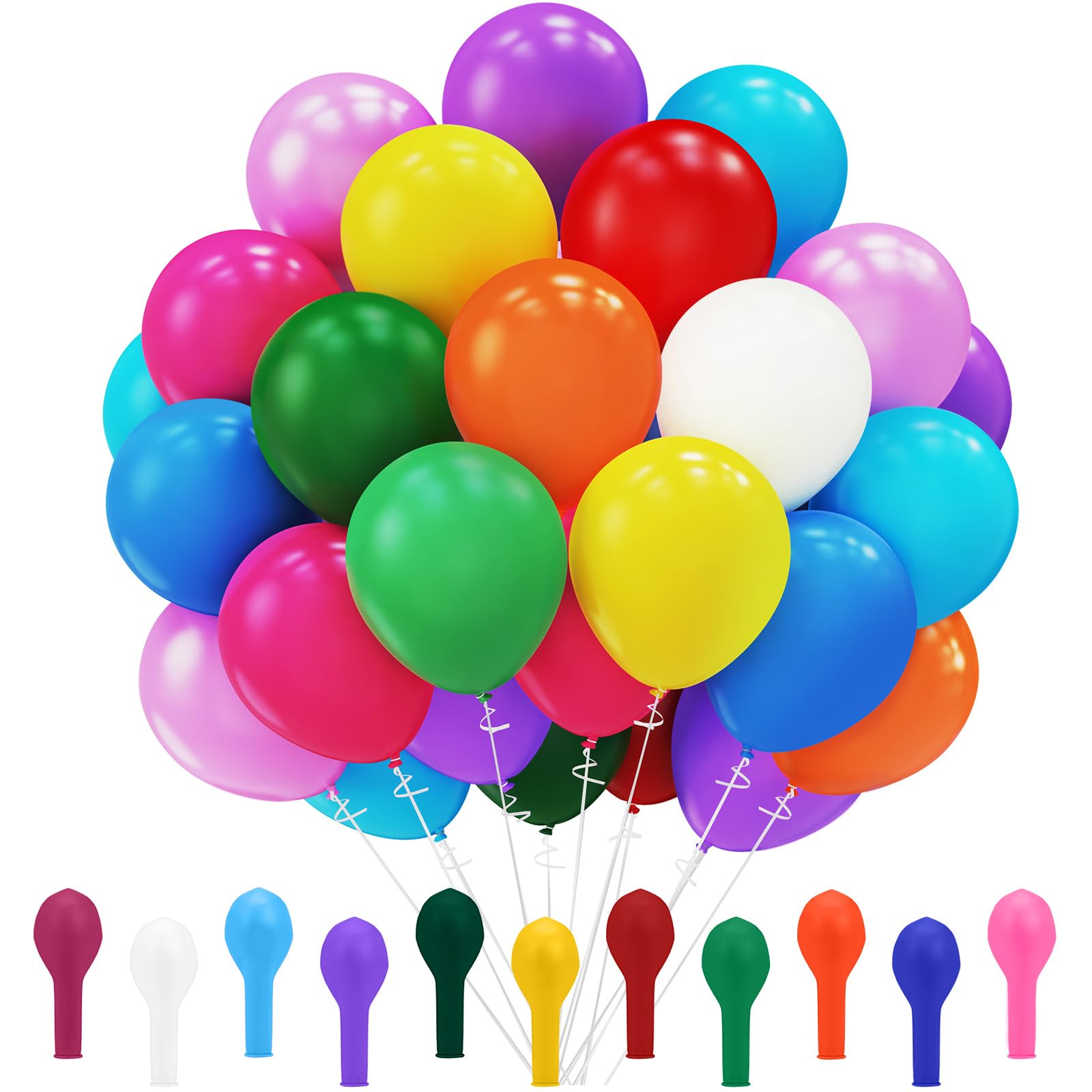 110 Rainbow Latex Balloons 12 Inch - Assorted Color Party Decorations for Kids