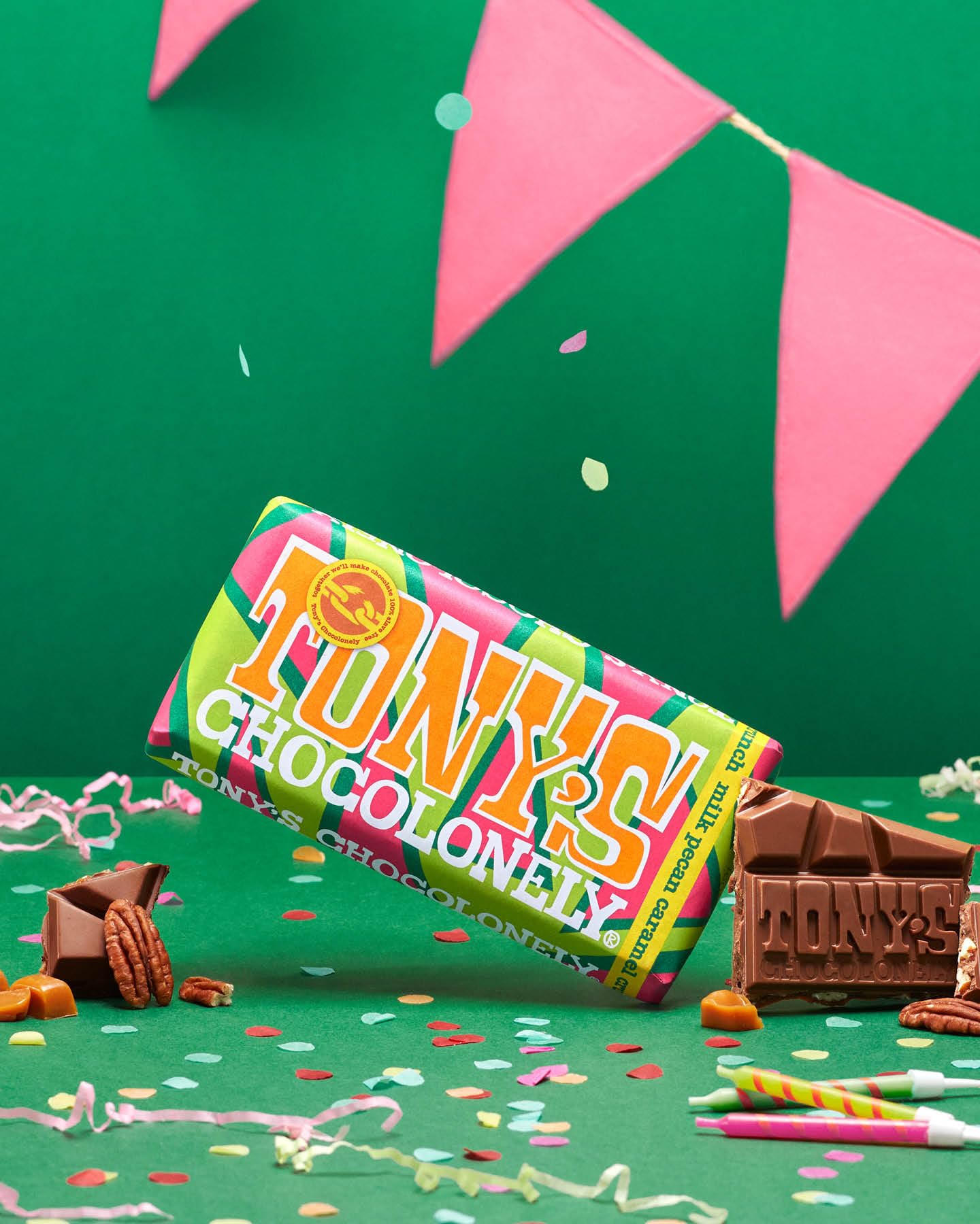 Tony's Chocolonely Milk Pecan Caramel Crunch Chocolate Bar - 180g, Fairtrade Belgian Chocolate