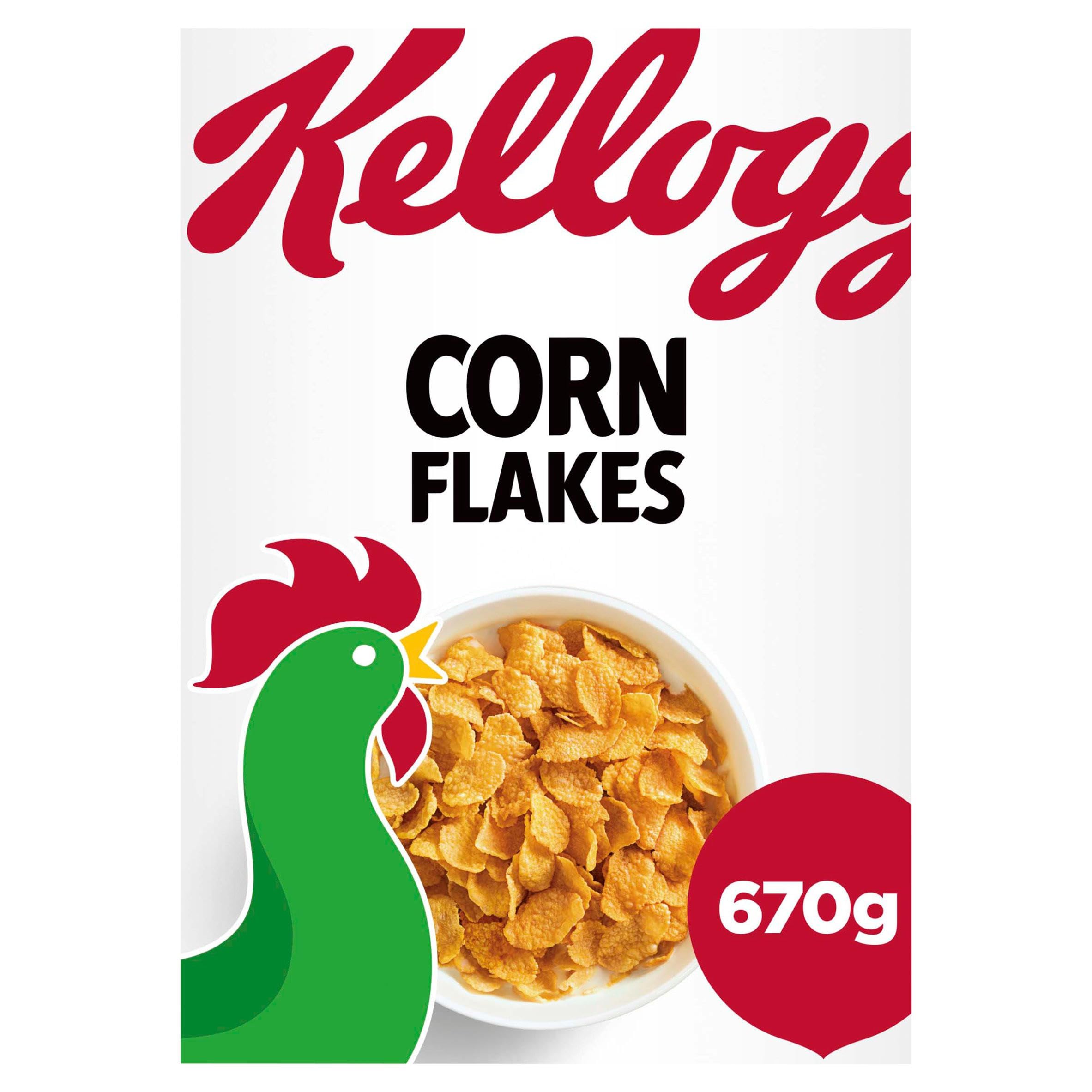 Kellogg's Corn Flakes 670g - Toasted Flakes of Golden Corn Fortified with Vitamins and Iron