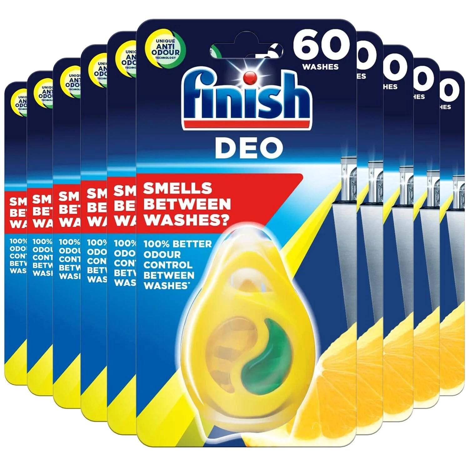 Finish - Dishwasher Freshener Lemon & Lime, 10-Pack, Eliminates Odour, Scent Control Technology