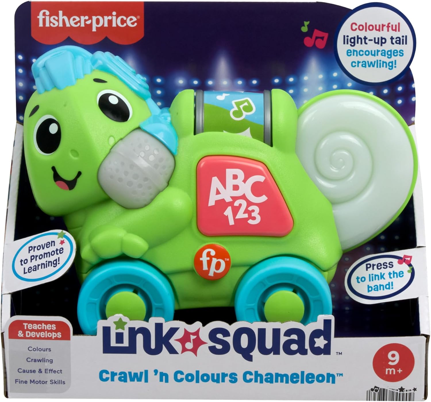 Fisher-Price Link Squad Crawl 'n Colors Chameleon - Interactive Musical Learning Toy for Babies 9M+