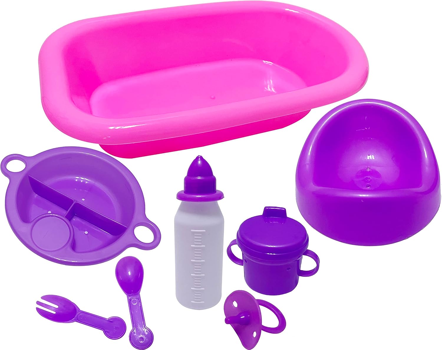 Ram® 8-Piece Kids Pretend Play Baby Doll Bath and Bottle Playset - Ages 3+