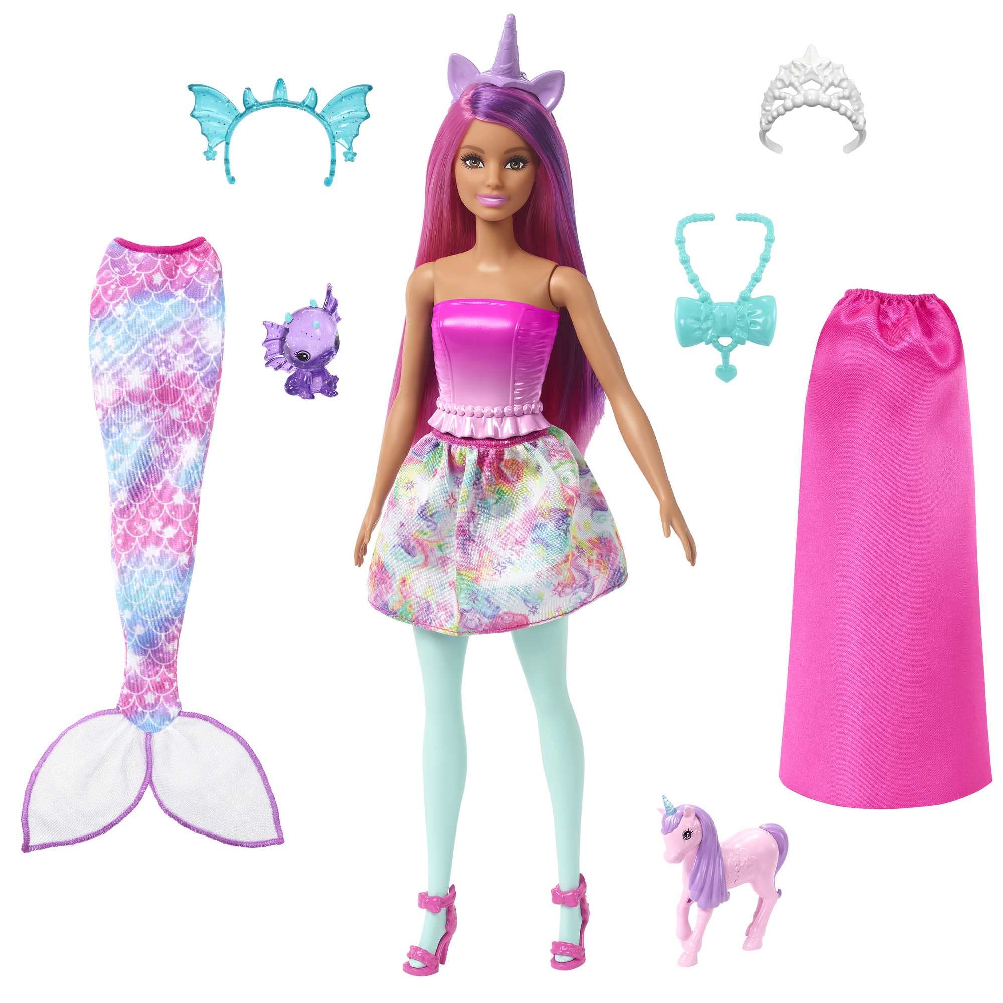 Barbie Dreamtopia Doll - Mermaid Fantasy Dress-Up Playset with Unicorn and Dragon Pets