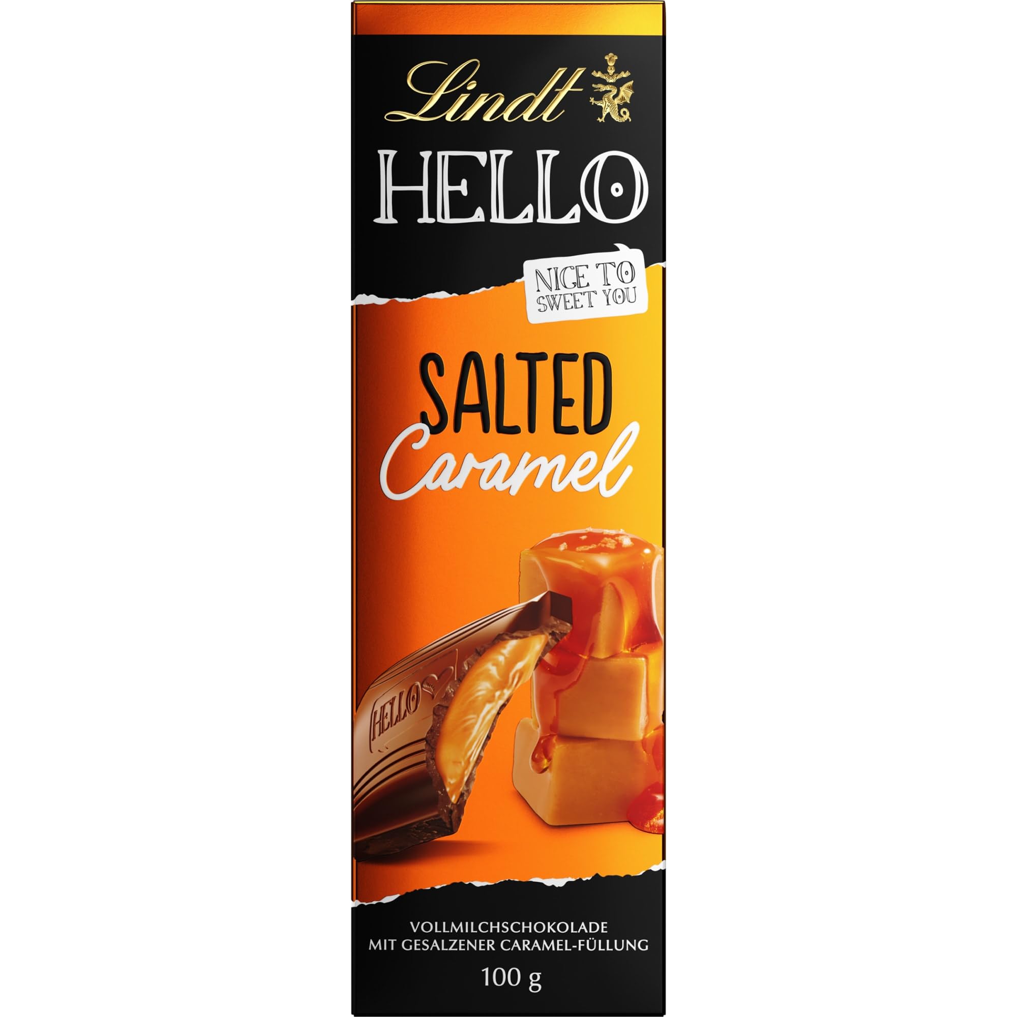 Lindt Hello Salted Caramel Milk Chocolate Bar 100g