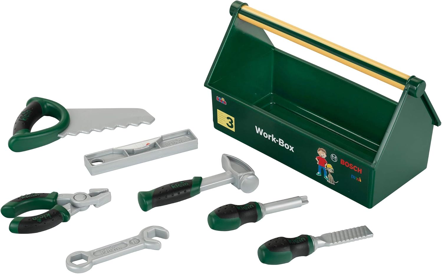 Theo Klein 8573 Bosch Tool Box Set - 7-Piece Play Tools for Kids 3 Years and Up