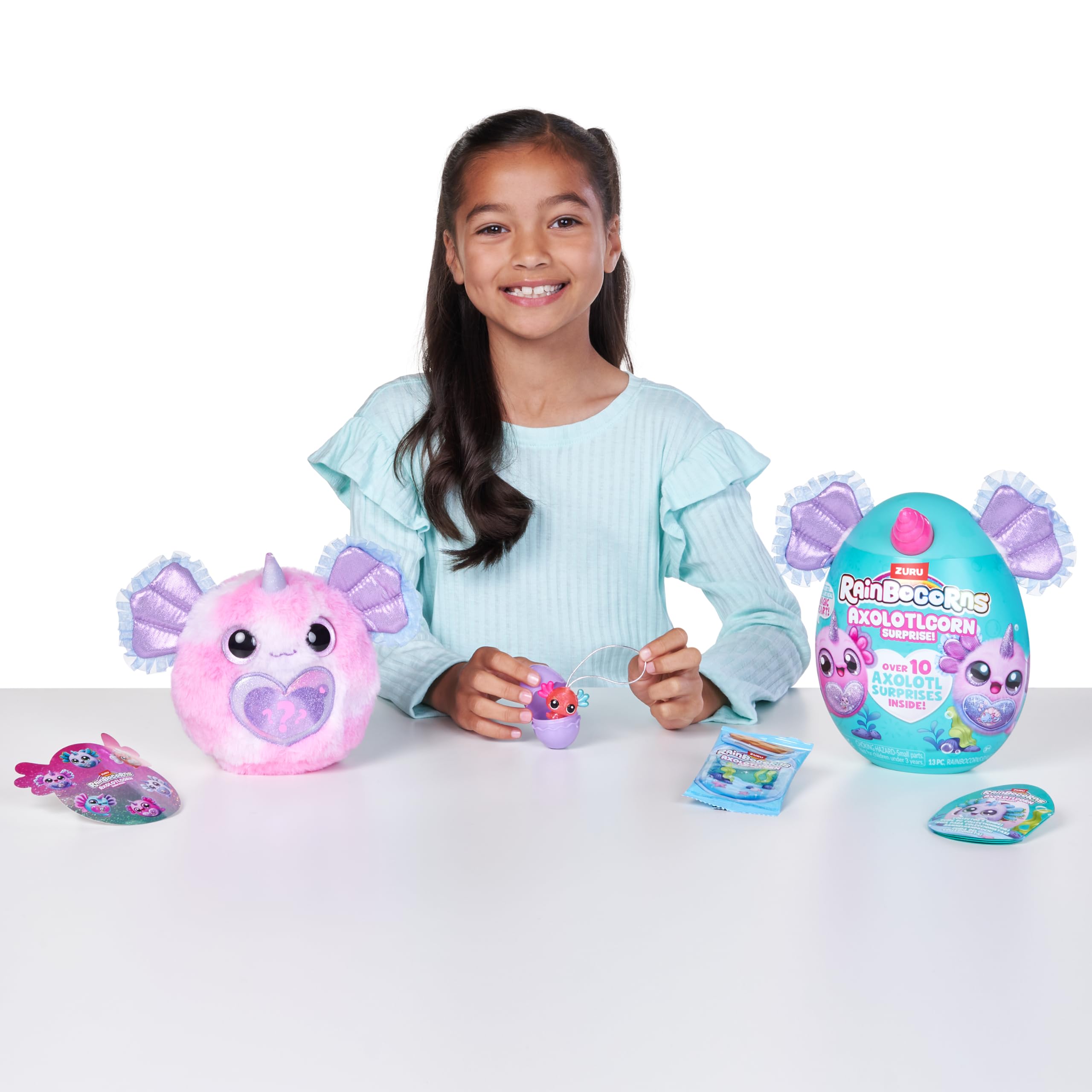 Rainbocorns Axolotlcorn Surprise by ZURU - Collectible Plush Toy with 10 Surprises, Ages 3+