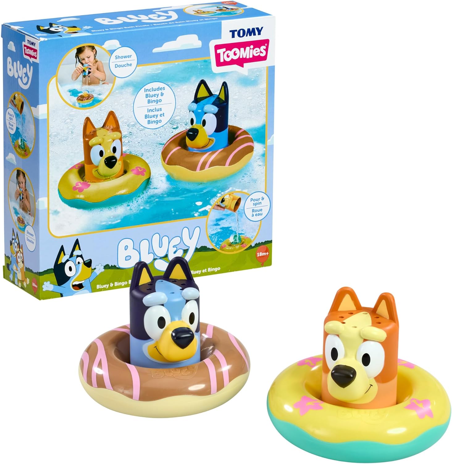 Toomies Bluey Bath Float 2 Pack - Pouring Cups with Water Wheels for Toddlers