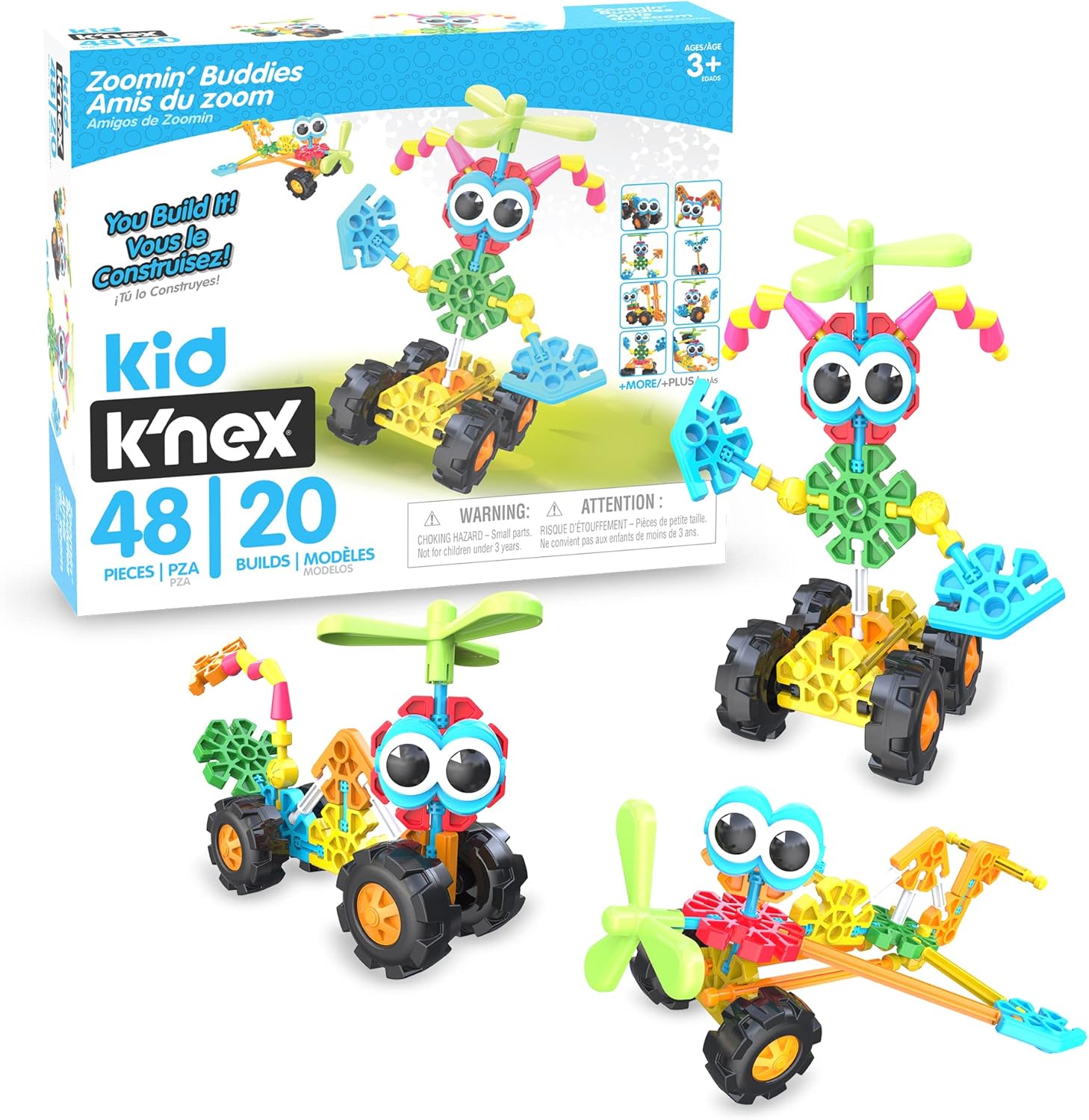 Kid K'NEX Zoomin' Buddies 20 Model Building Set - 48pc Educational Toy for Ages 3+