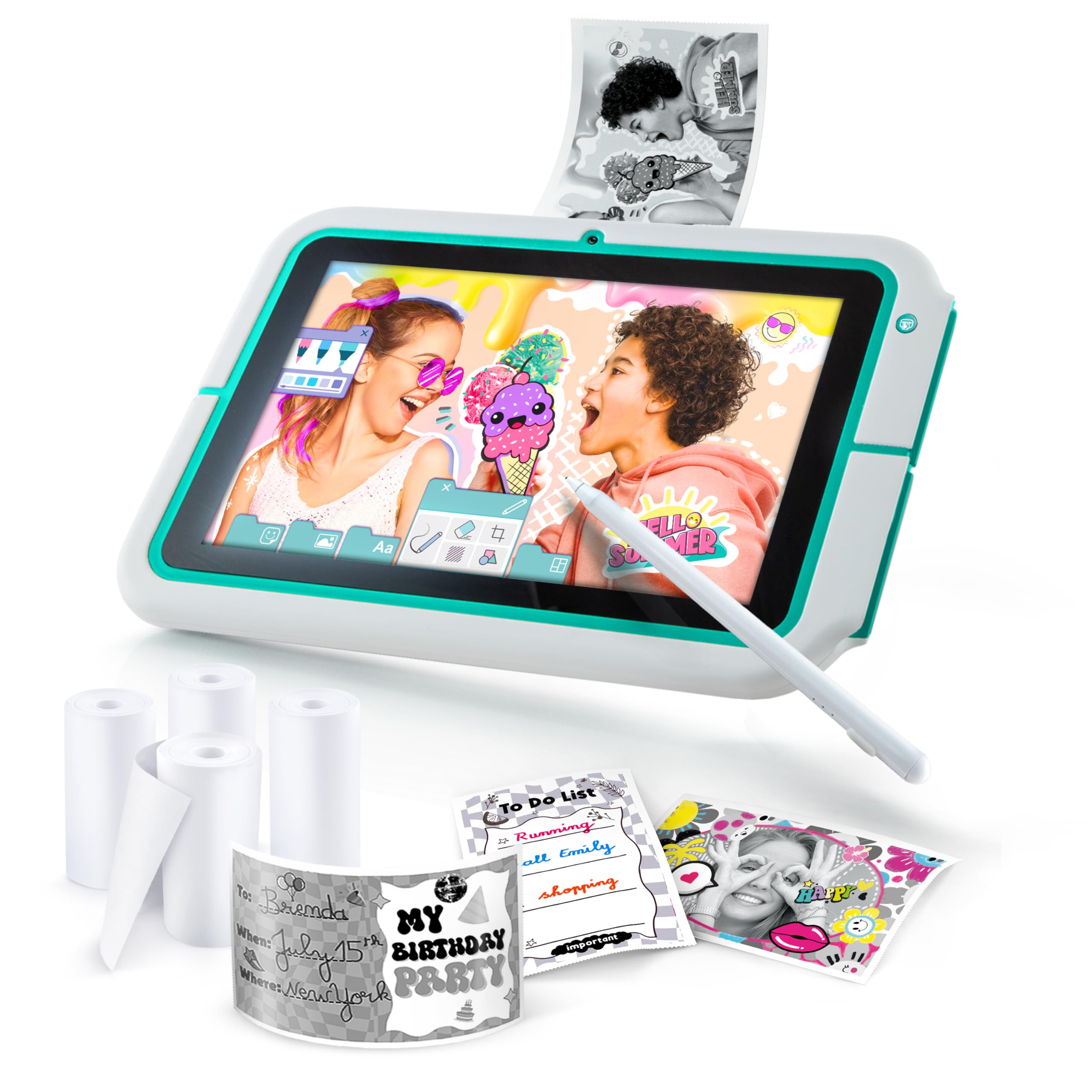 Pad Creator Instant Print Tablet – 8″ Kids Touchscreen with Stylus, 12MP Camera & Thermal Printer