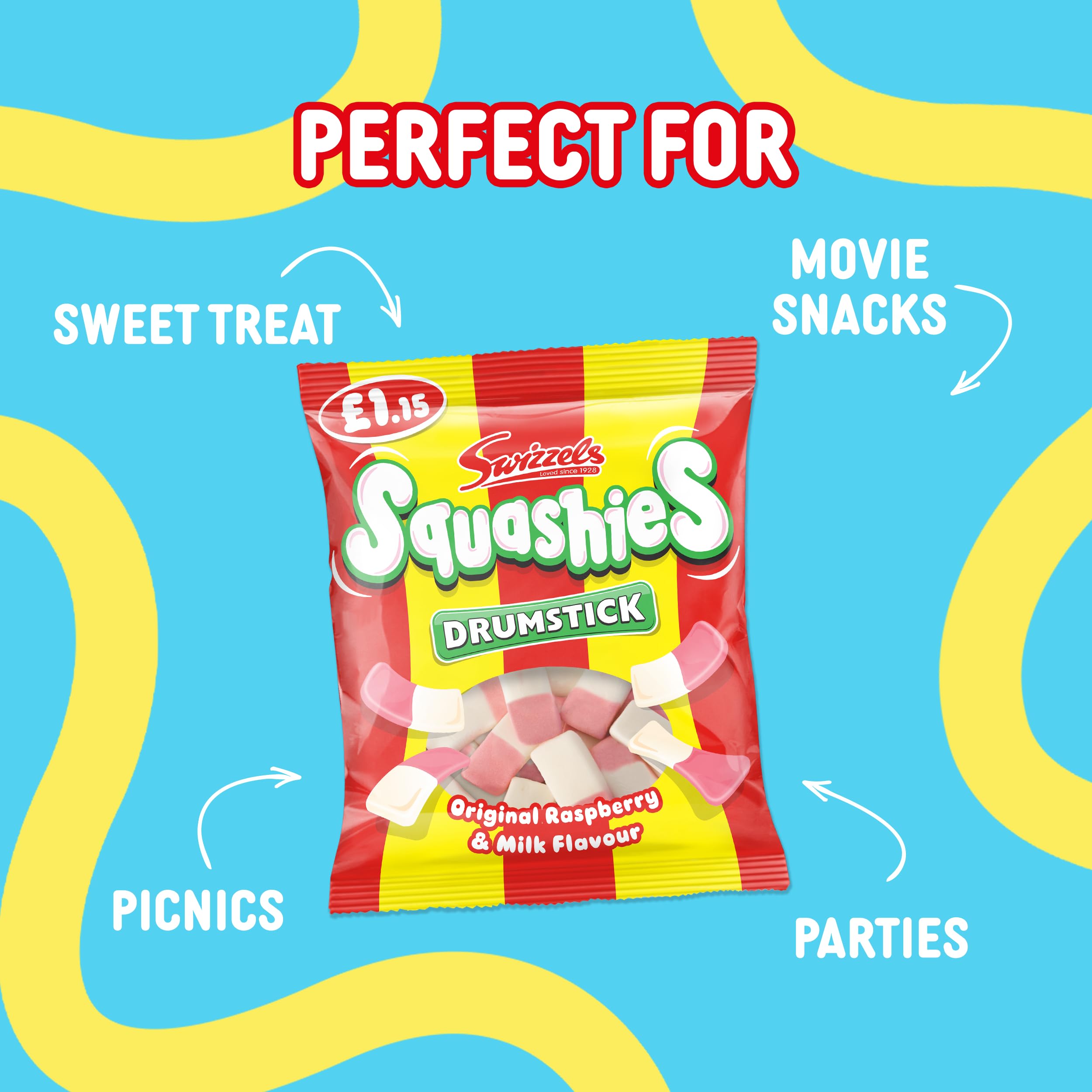 Swizzels Drumstick Squashies - Raspberry and Milk Flavour Sweets