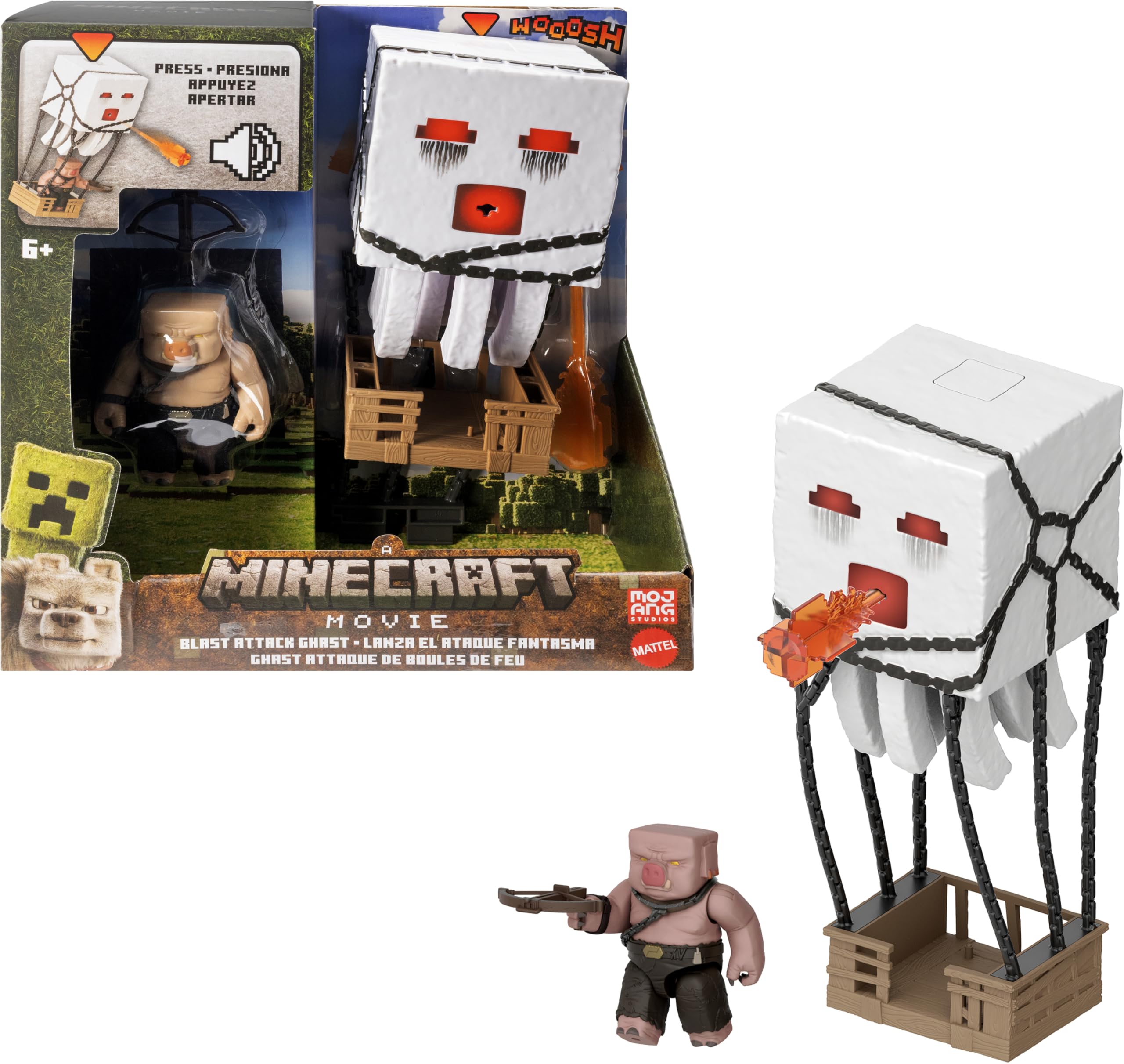 Minecraft Blast Attack Ghast Action Figure Set with Lights, Sounds & Projectile - Mattel JFB69