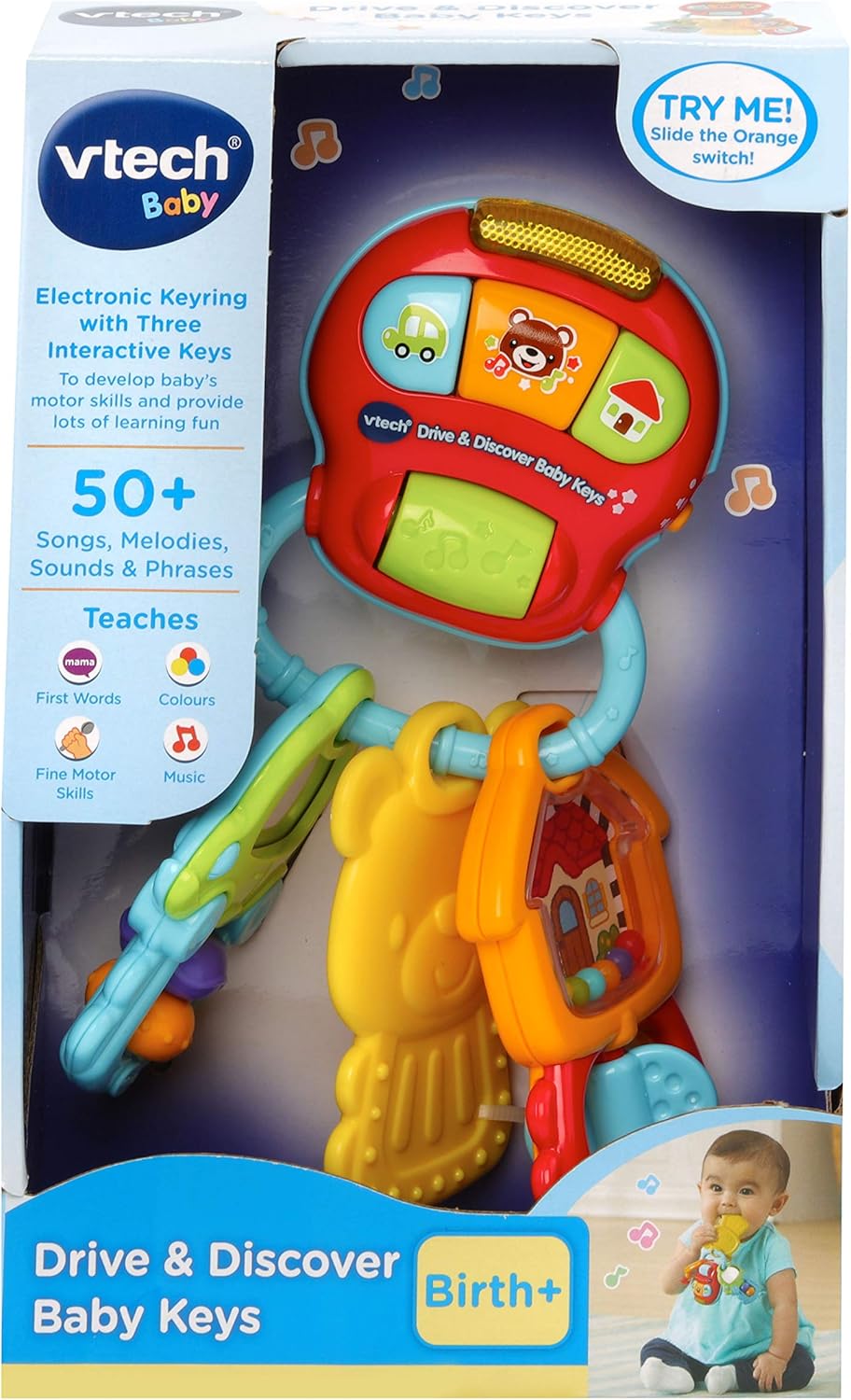 VTech Drive & Discover Baby Keys - Musical Rattle Toy with Lights & Sounds for 0-3 Years