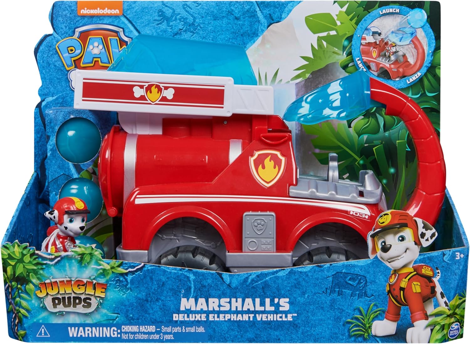 Paw Patrol Jungle Pups Marshall’s Deluxe Elephant Vehicle with Projectile Launcher - Action Playset for Kids