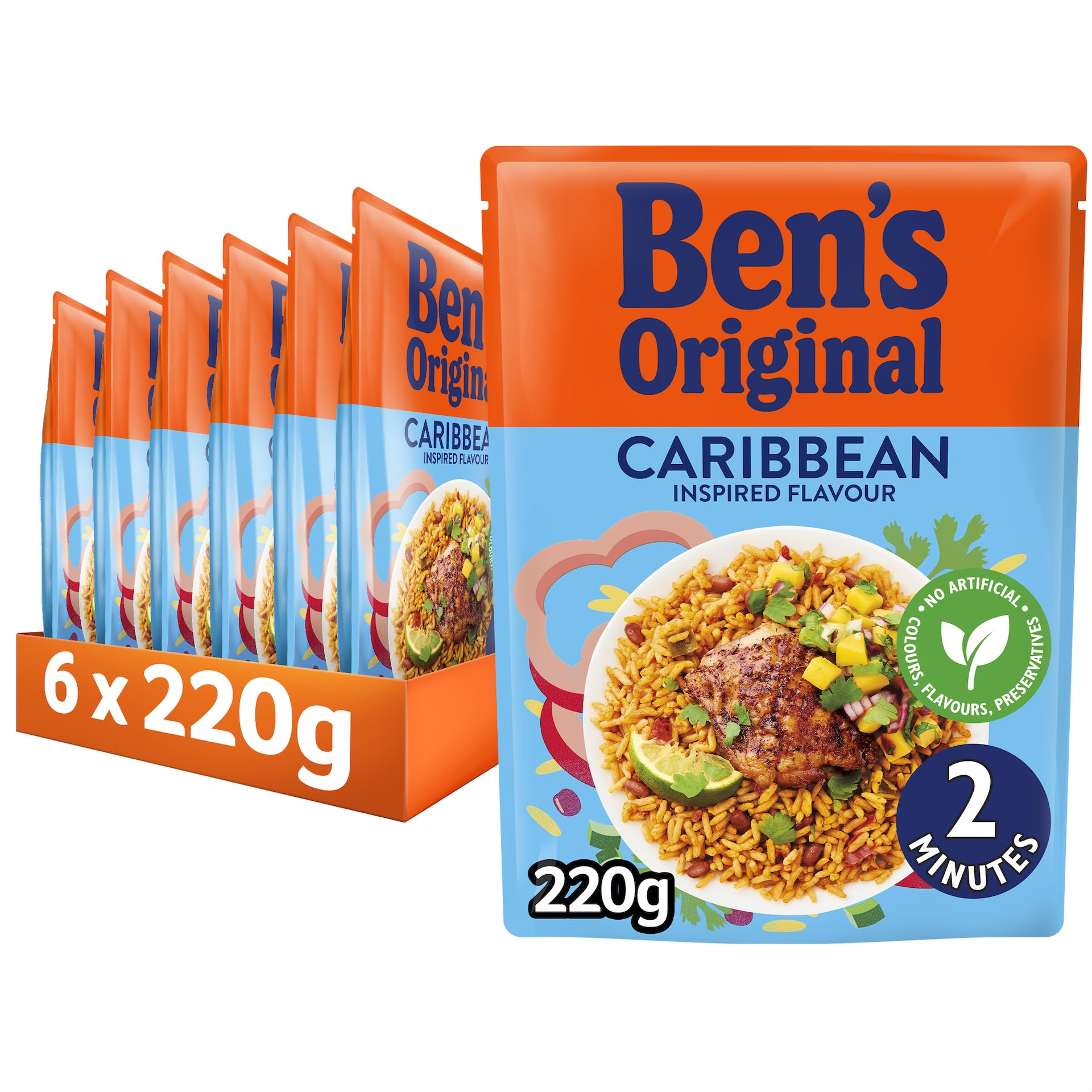 Ben's Original Caribbean Microwave Rice, 6 x 220g Pouches