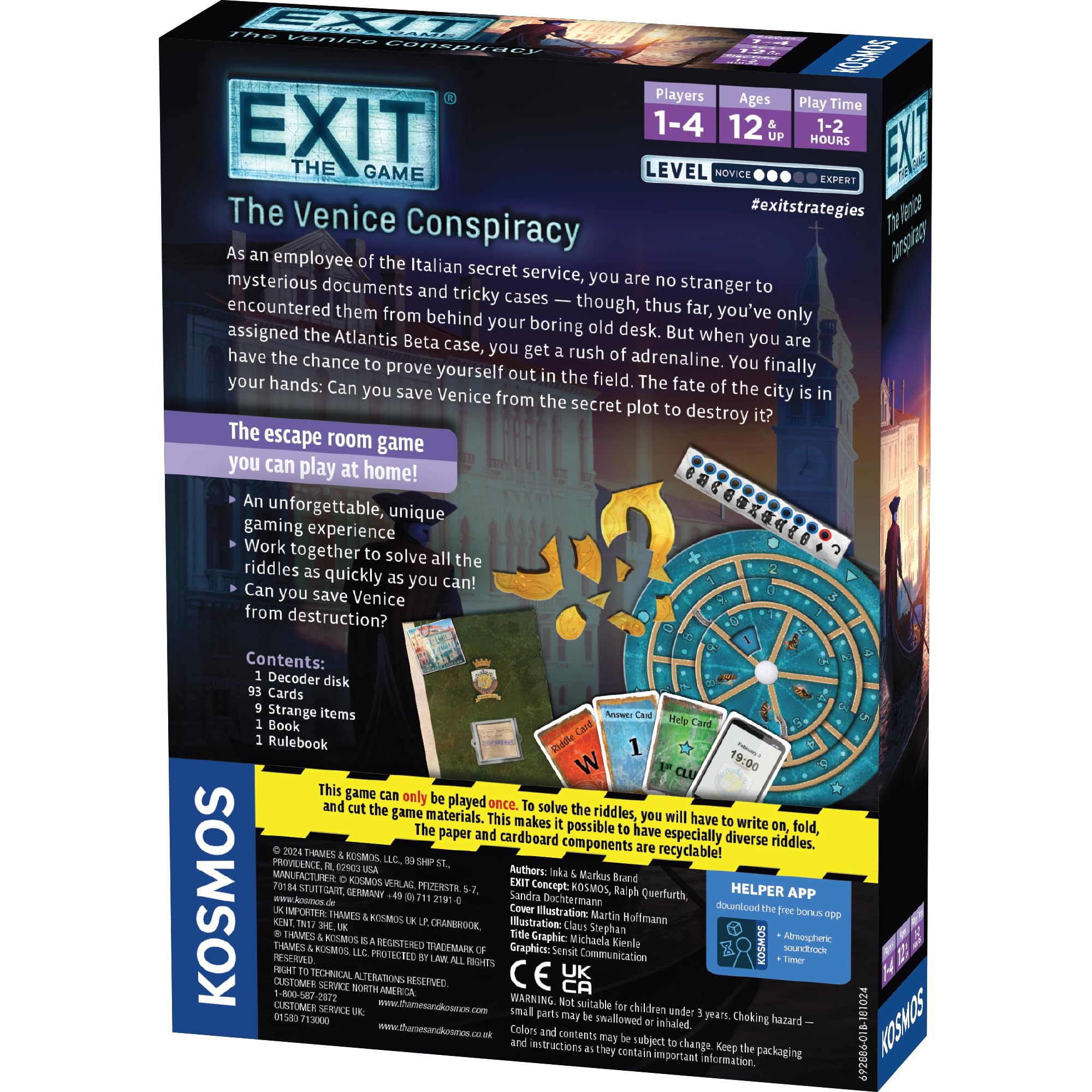 Thames & Kosmos EXIT: The Venice Conspiracy Escape Room Card Game