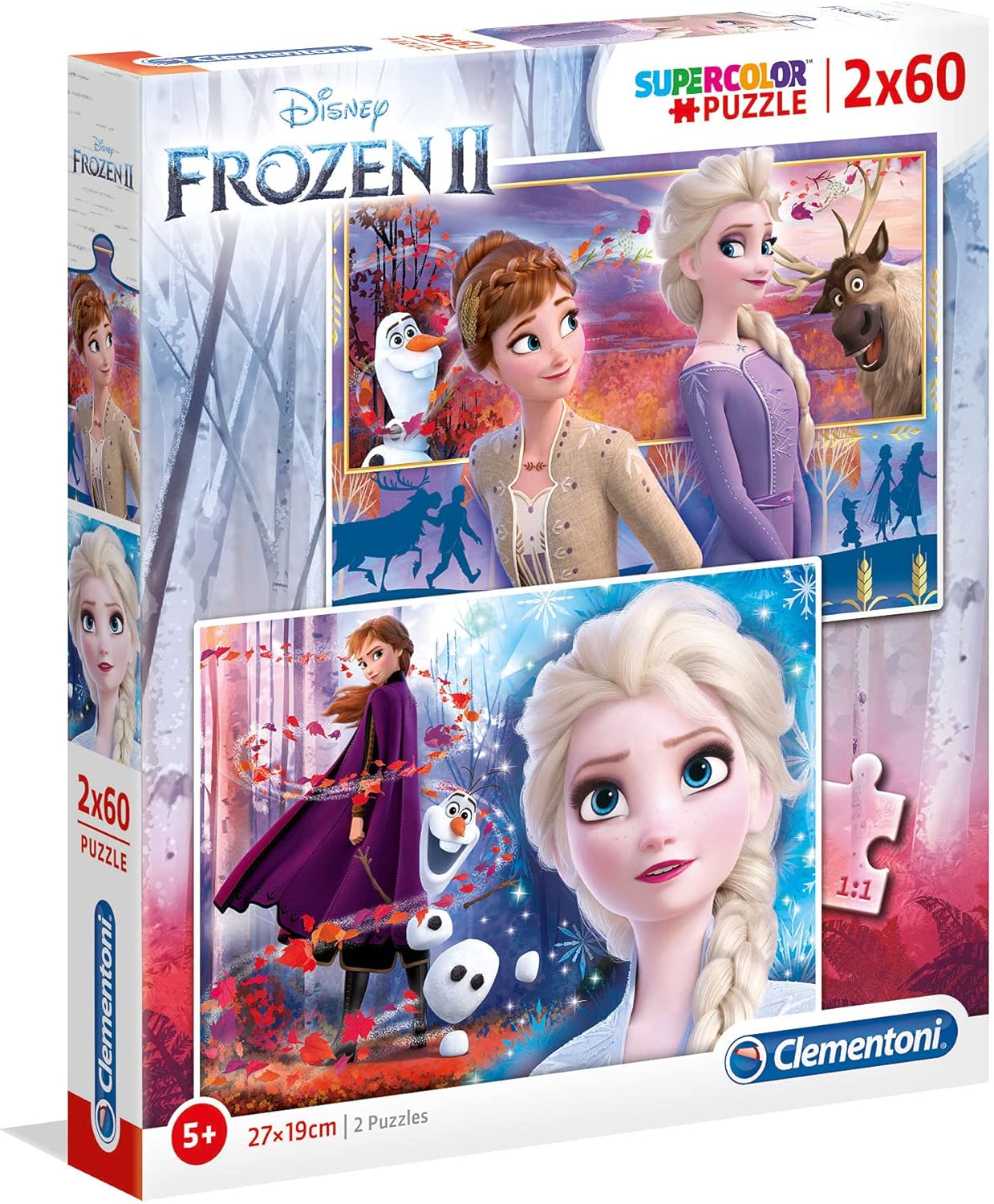 Clementoni Frozen 2 Supercolor 2 x 60-Piece Puzzle - Educational Jigsaw for Kids Ages 5+