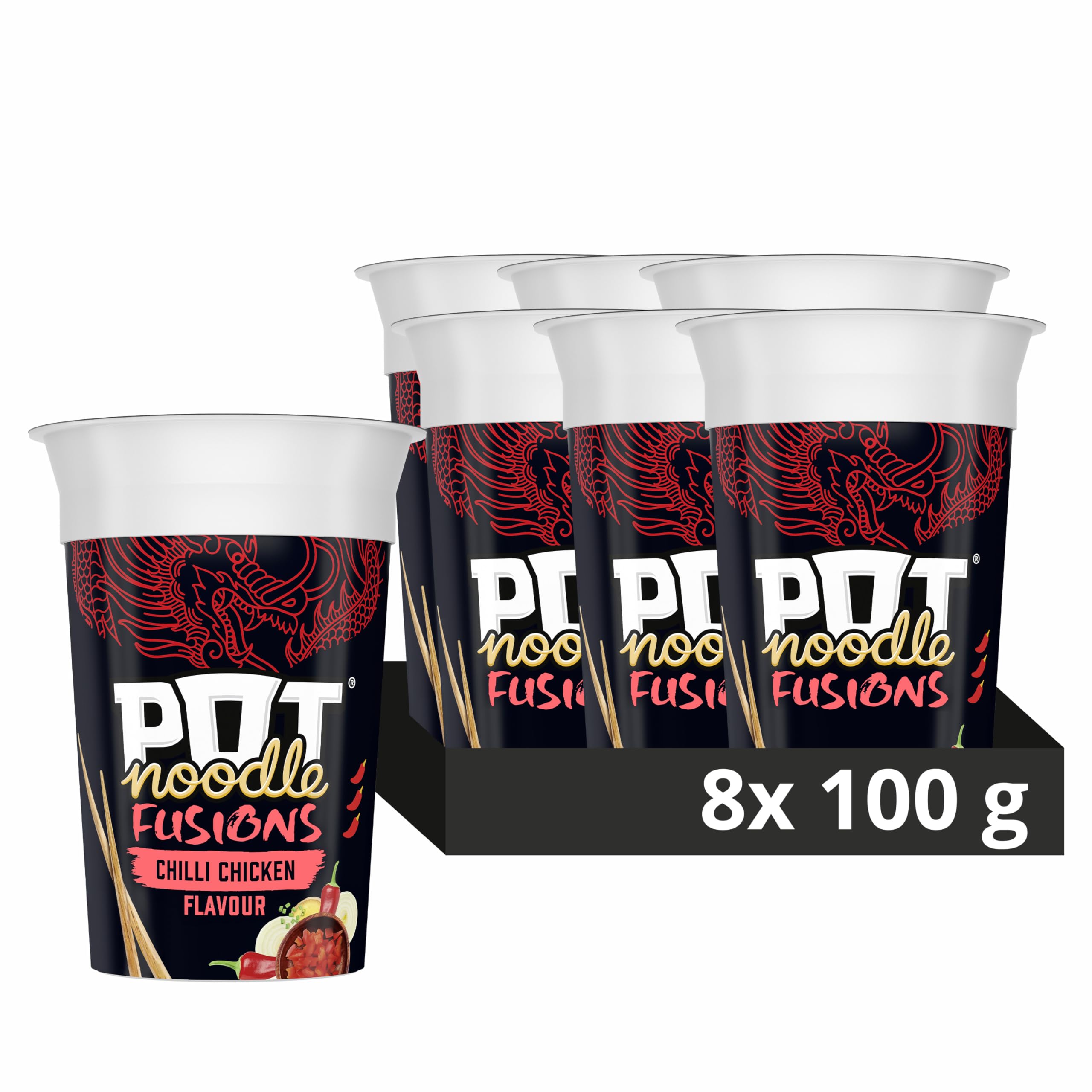 Pot Noodle Fusions Chilli Chicken Instant Vegan Noodles 100g
