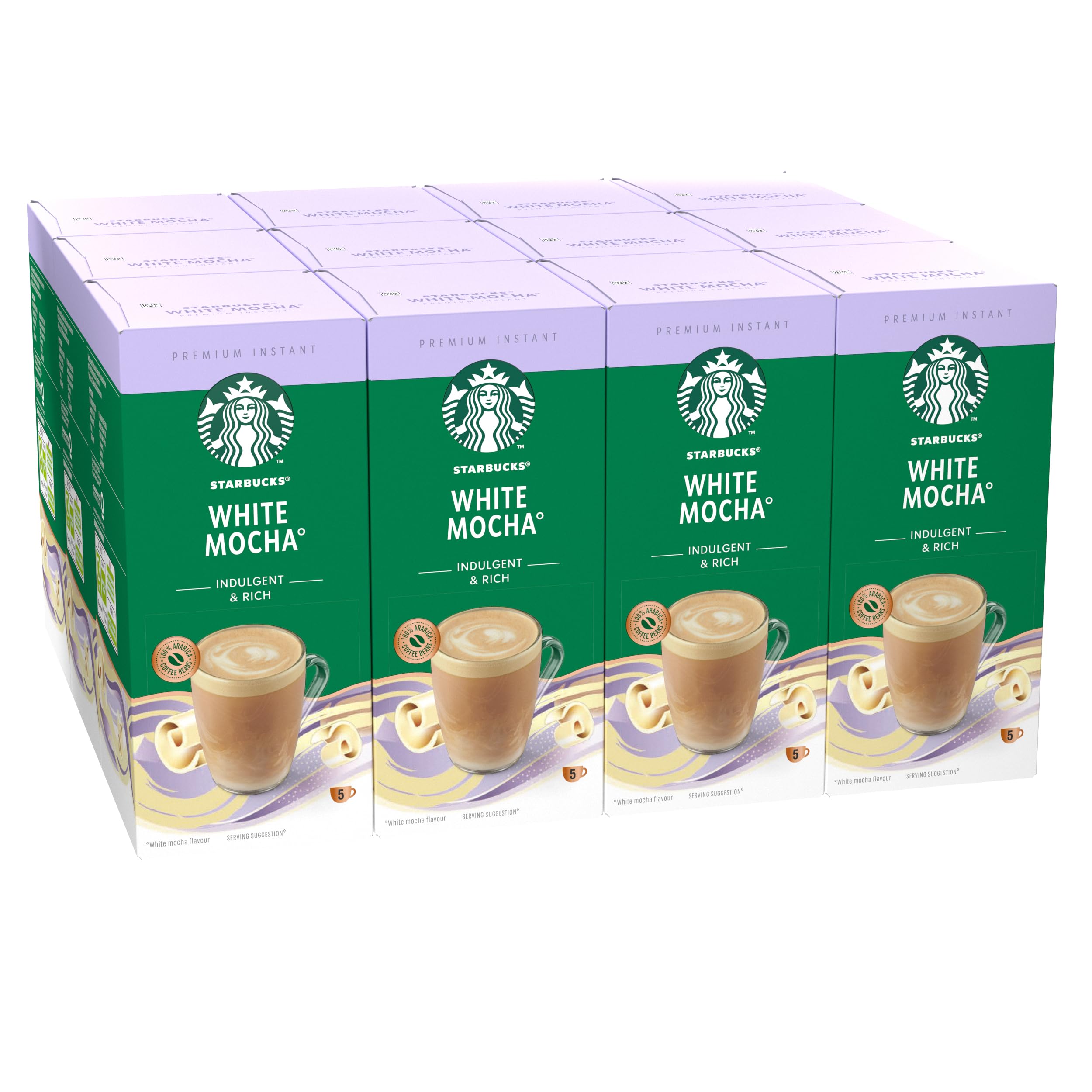 STARBUCKS White Chocolate Mocha Premium Mix Instant Coffee (12 x 5 Sachets)