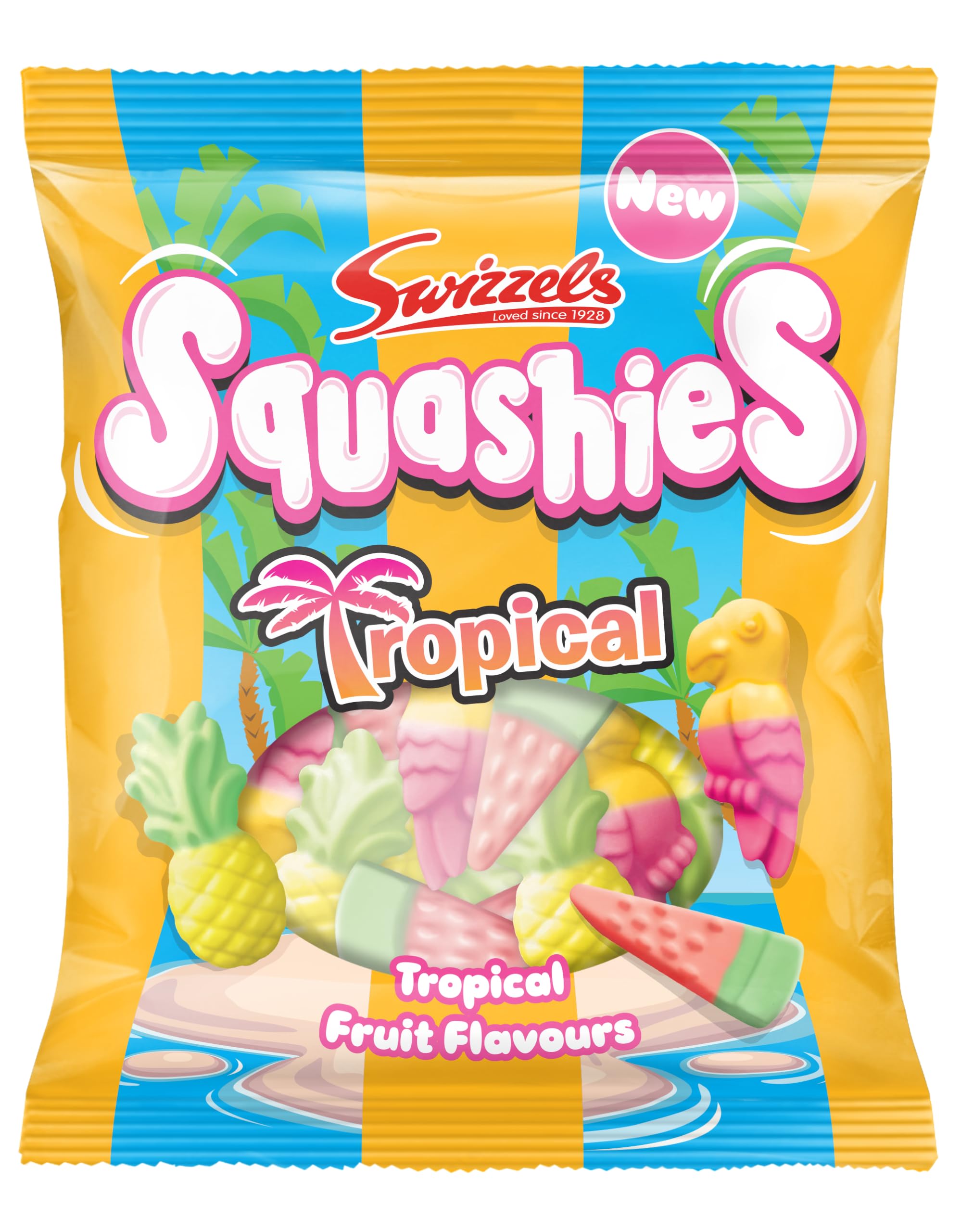 Swizzels Squashies Tropical Flavour 100g - Fruity Chewy Sweets with Fun Shapes