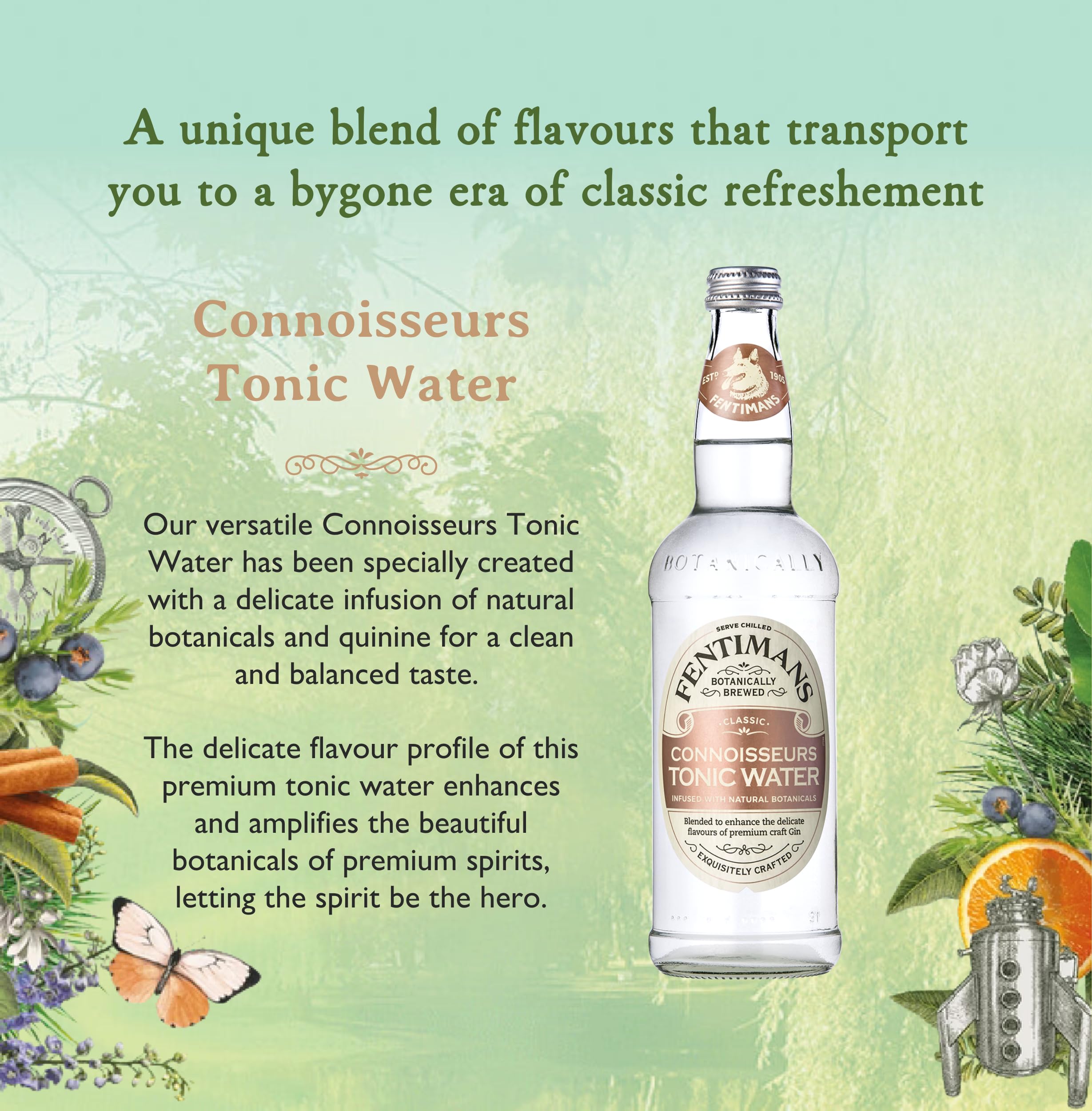 Fentimans Connoisseurs Tonic Water - Botanically Brewed with Natural Botanicals & Quinine