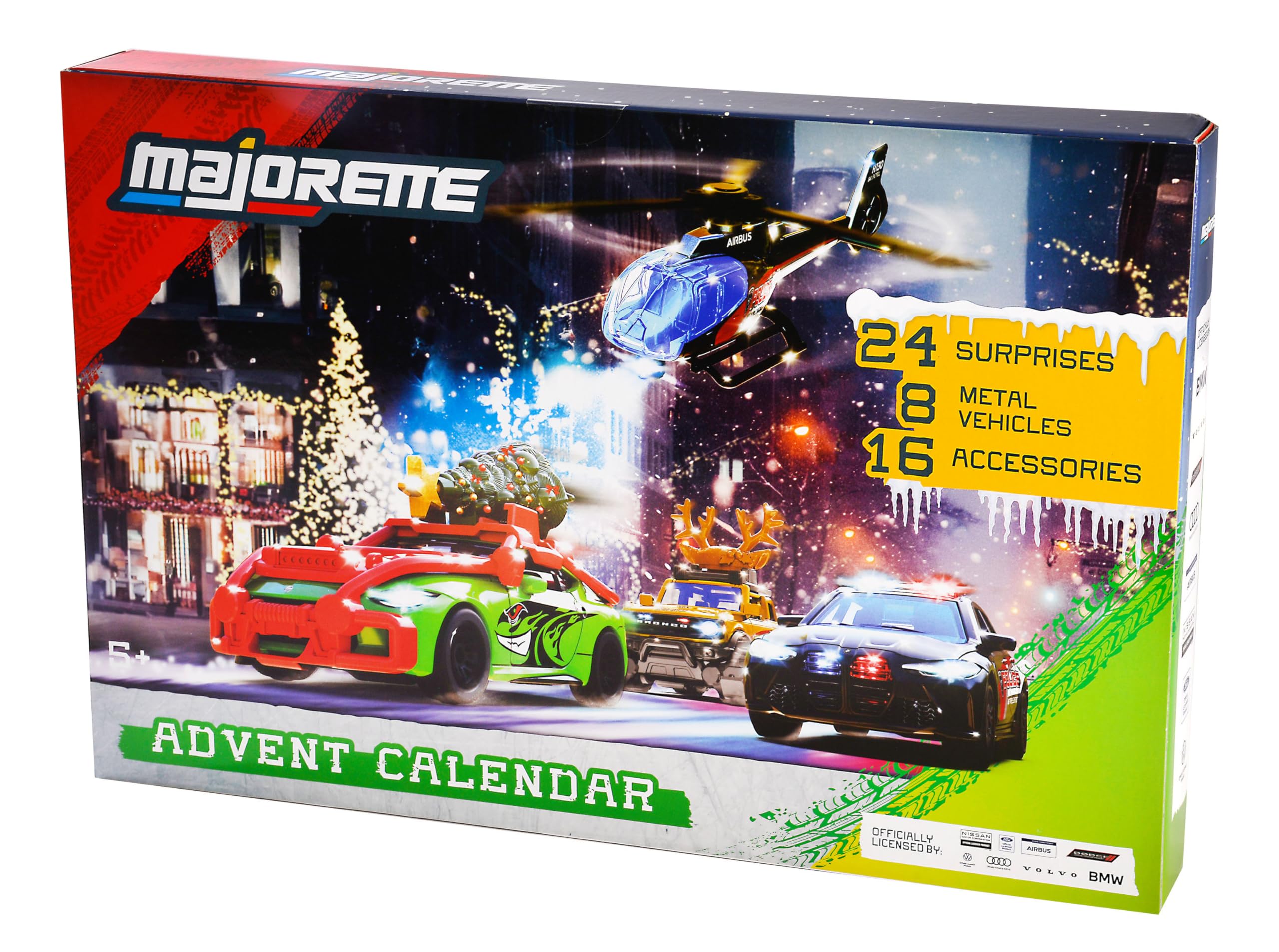 Majorette Vehicles Advent Calendar - 24-Day Holiday Playset with 8 Die-Cast Cars