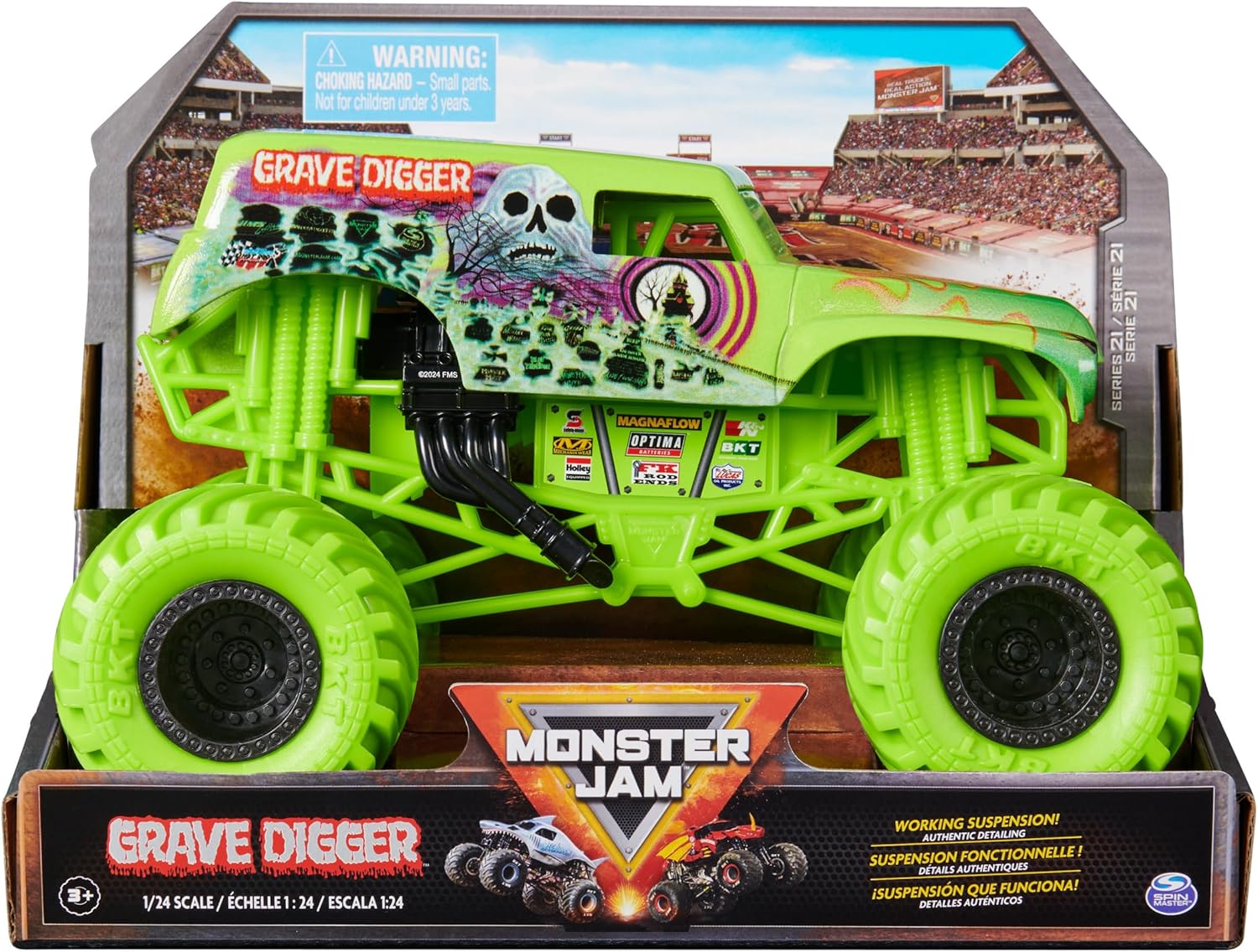 Monster Jam Grave Digger Monster Truck - 1:24 Scale Die-Cast Vehicle for Kids