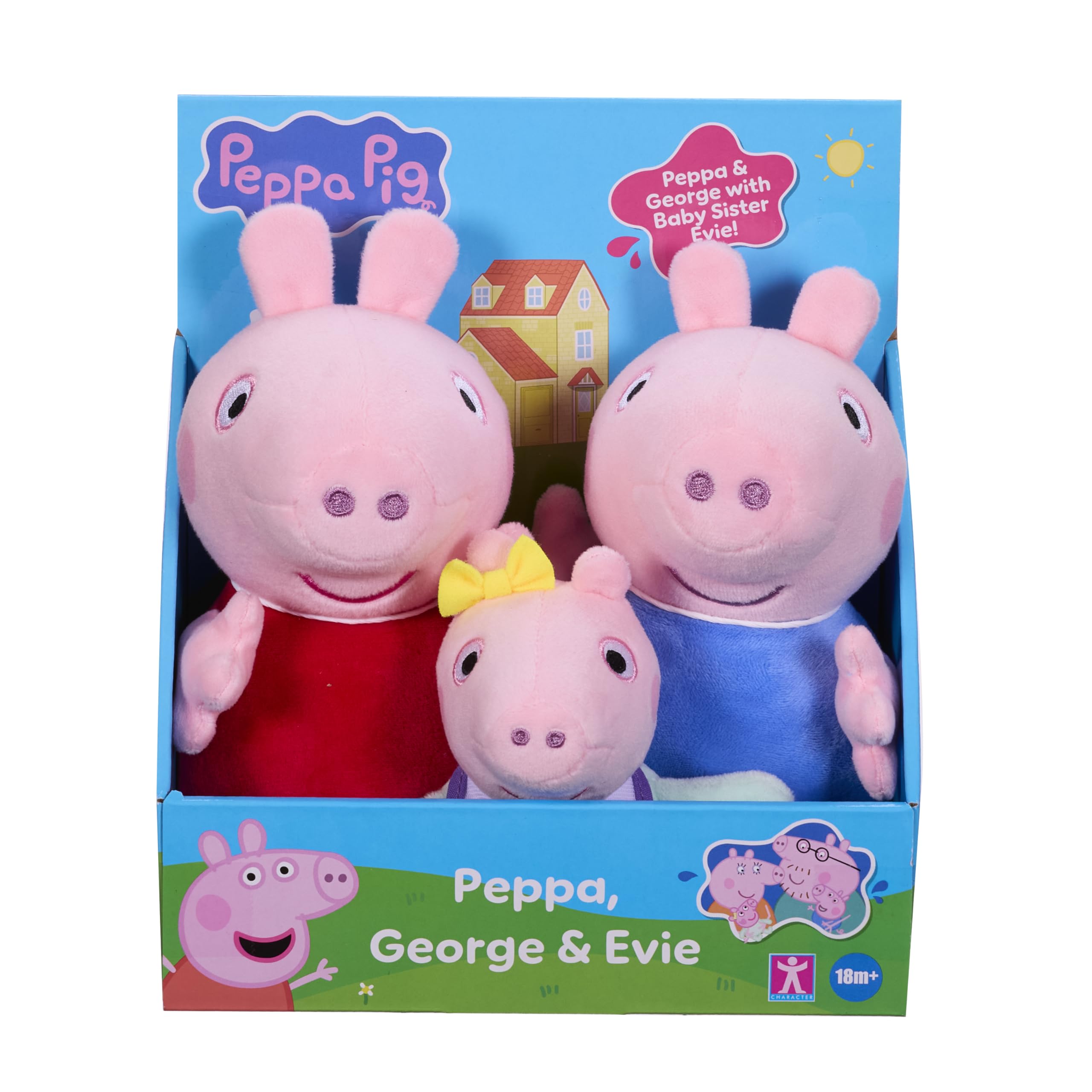 Peppa Pig Peppa, George and Evie 3-Pack Plush Soft Toys - Super-Soft Stuffed Animals for Toddlers 18 Months & Up