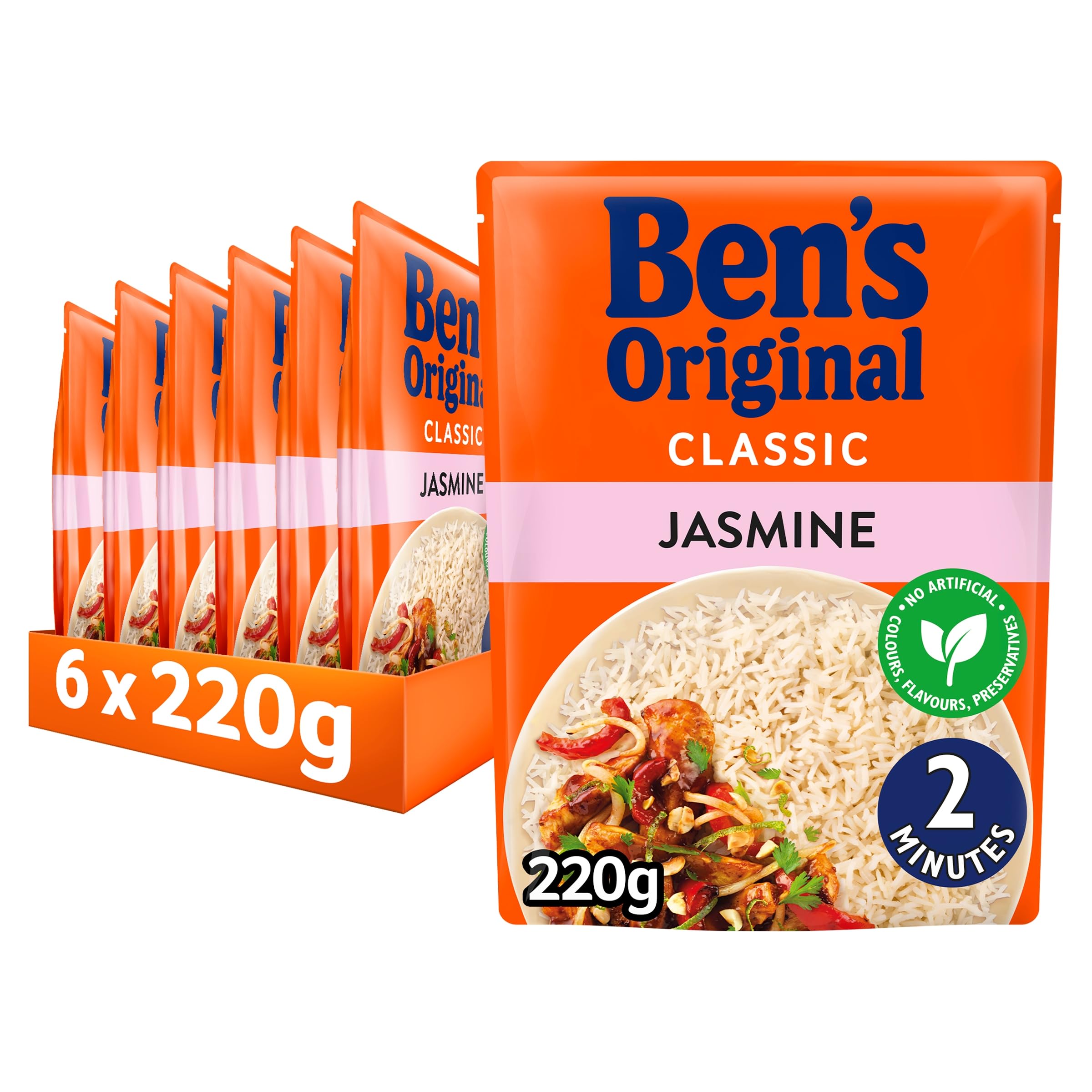 Ben's Original Jasmine Microwave Rice, 6 x 220g Pouches