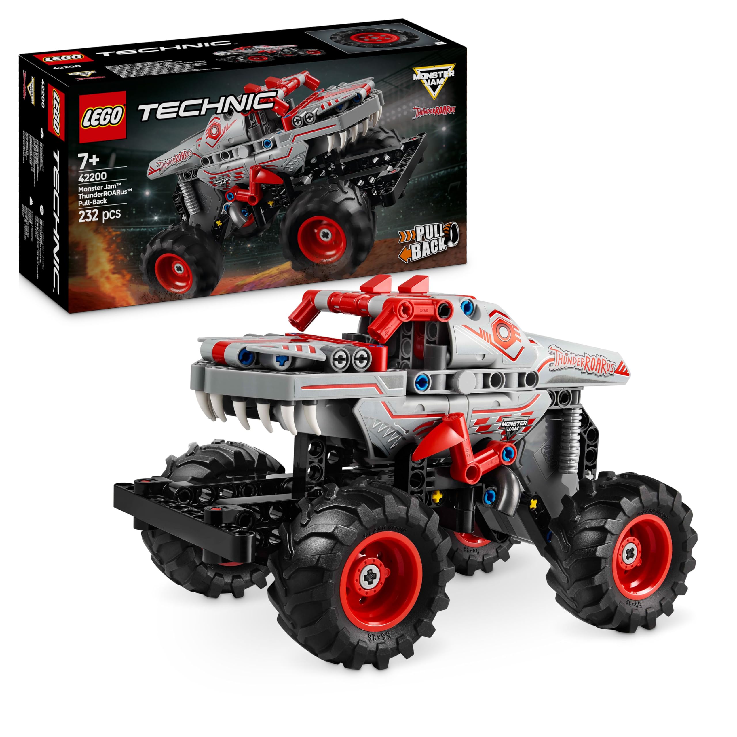 LEGO Technic Monster Jam ThunderROARus Pull-Back Truck Toy - Vehicle Building Set for Kids 7+