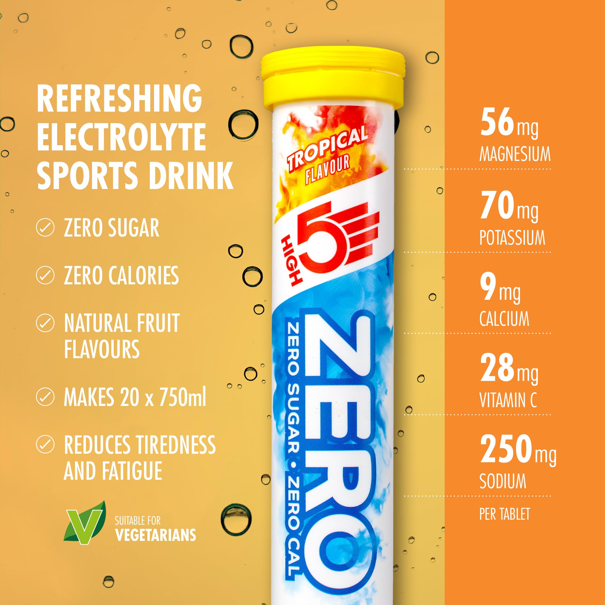 HIGH5 ZERO Electrolyte Tablets Tropical - 160 Sugar-Free Hydration Tablets with Vitamin C