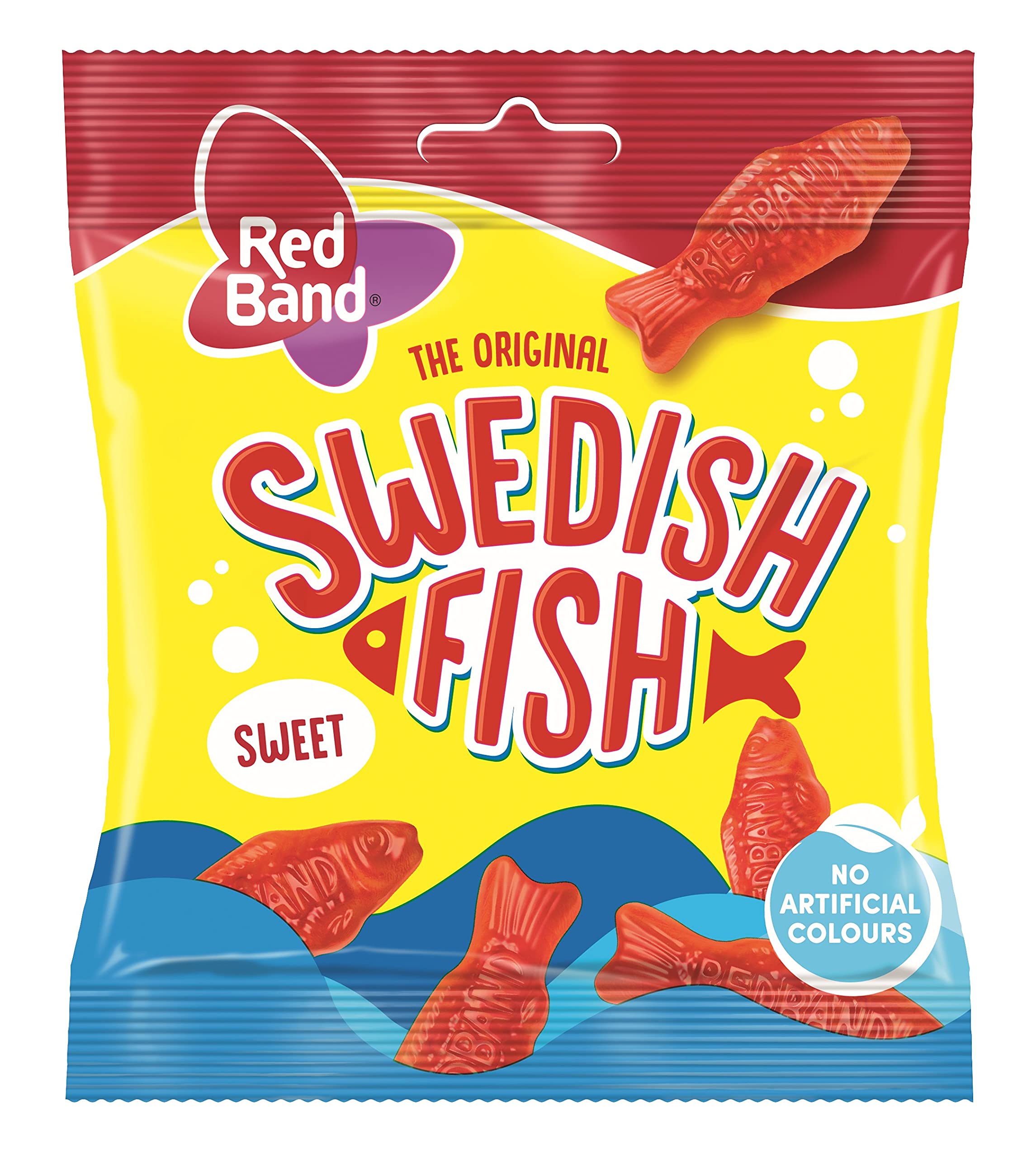 Red Band Swedish Fish Sweet Raspberry Flavoured Chewy Sweets, 100 g