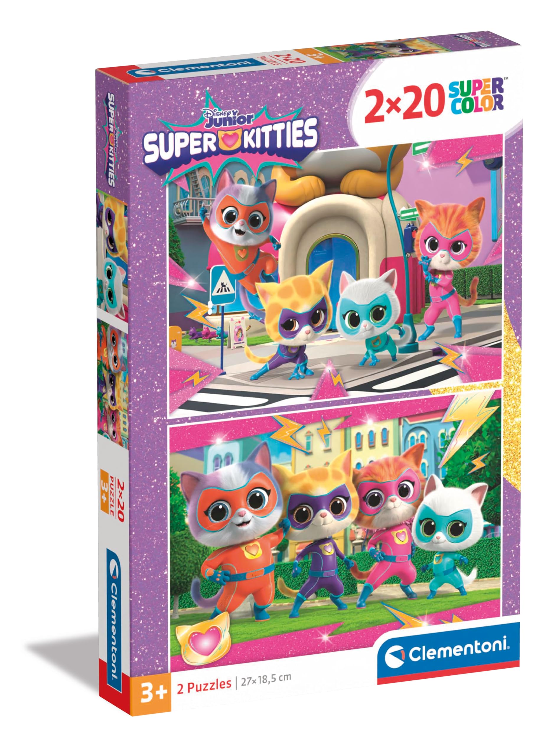 Clementoni SuperKitties 2 Jigsaw Puzzles - 2 x 20-Piece Educational Puzzles for Kids