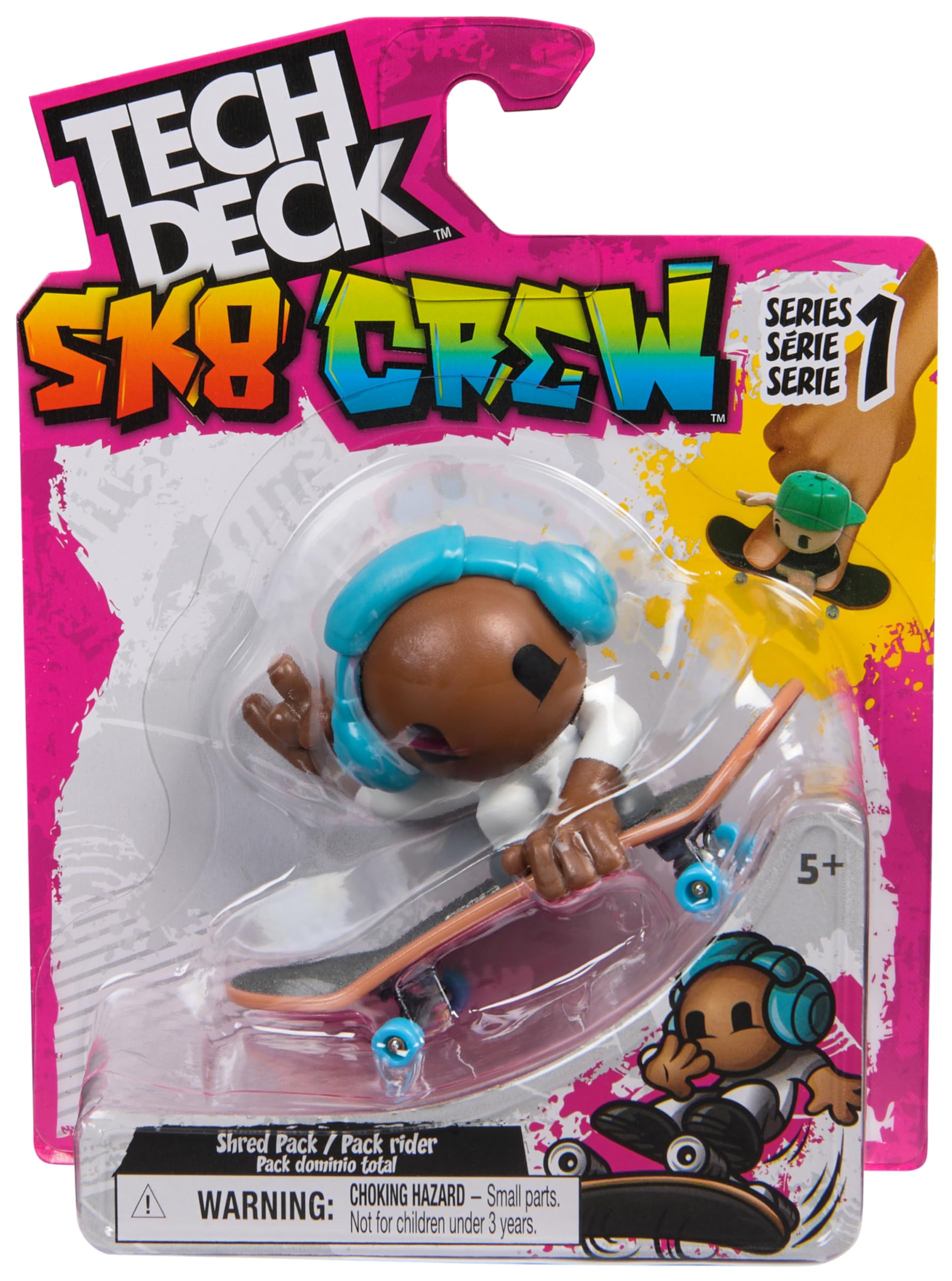 Tech Deck Sk8 Crew Fingerboard with Assistive Figure - Collectible Skateboard Toy for Kids 5+