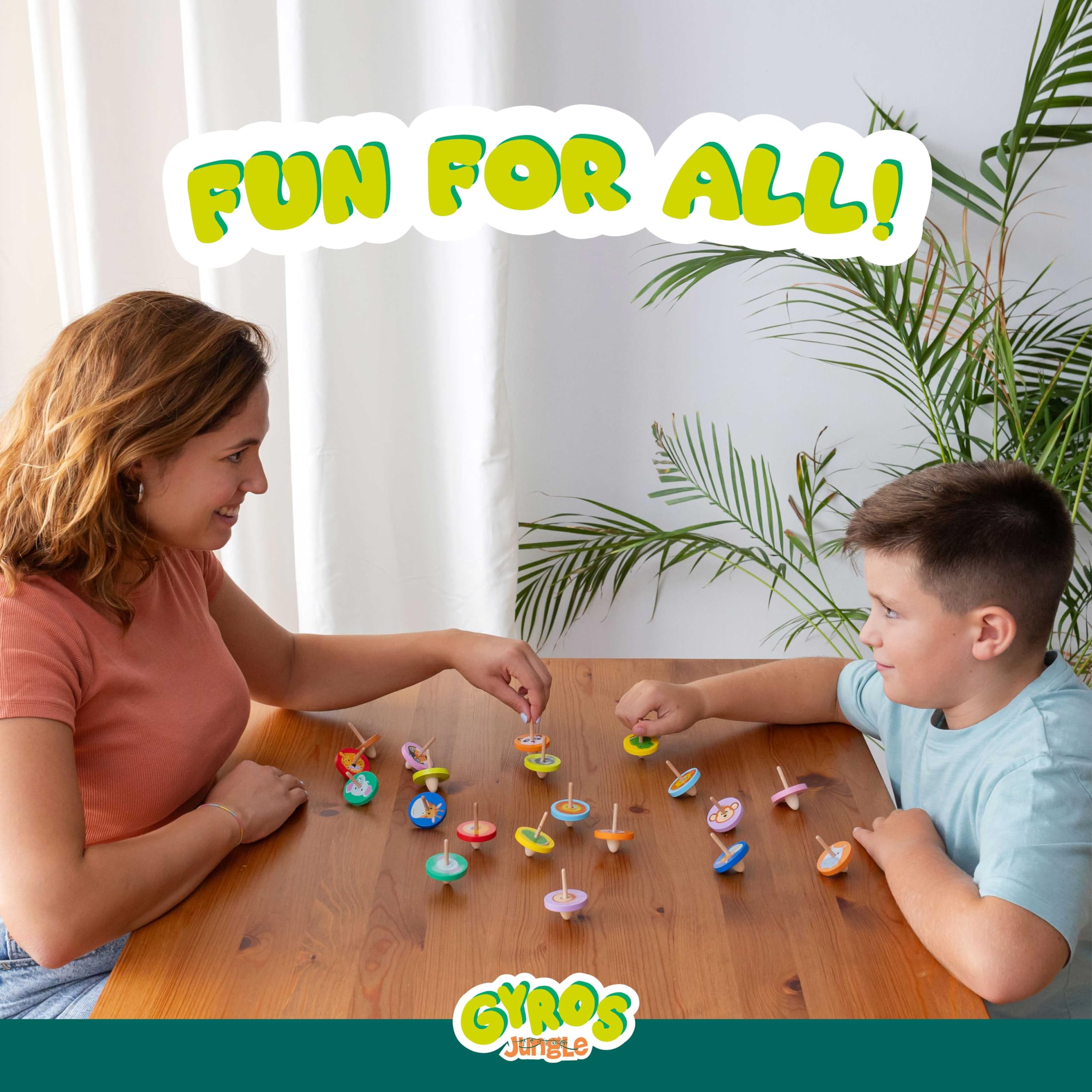 Wooden Spinning Top Animal Party Bag Fillers - 40 Pack for Kids 3+