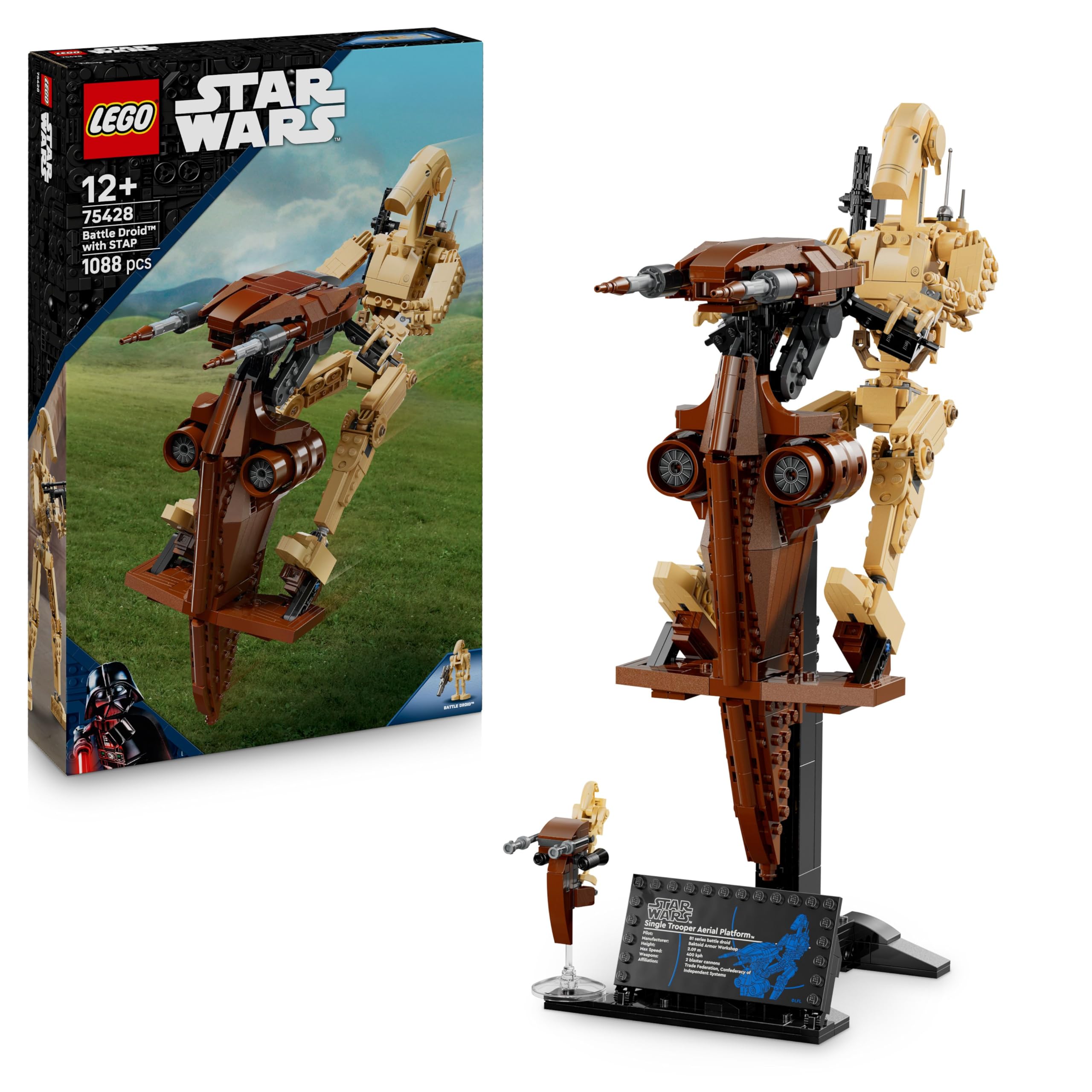 LEGO Star Wars 75428 Battle Droid with STAP Speeder - Buildable Display Model for Ages 12+