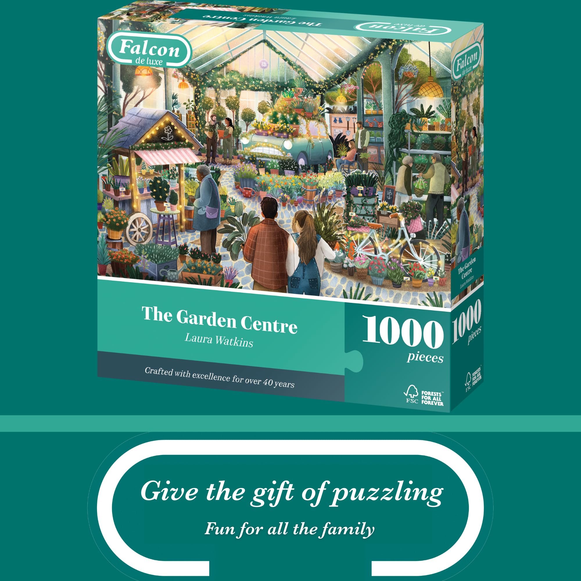 Falcon The Garden Centre 1000 Piece Jigsaw Puzzle - Laura Watkins Illustration