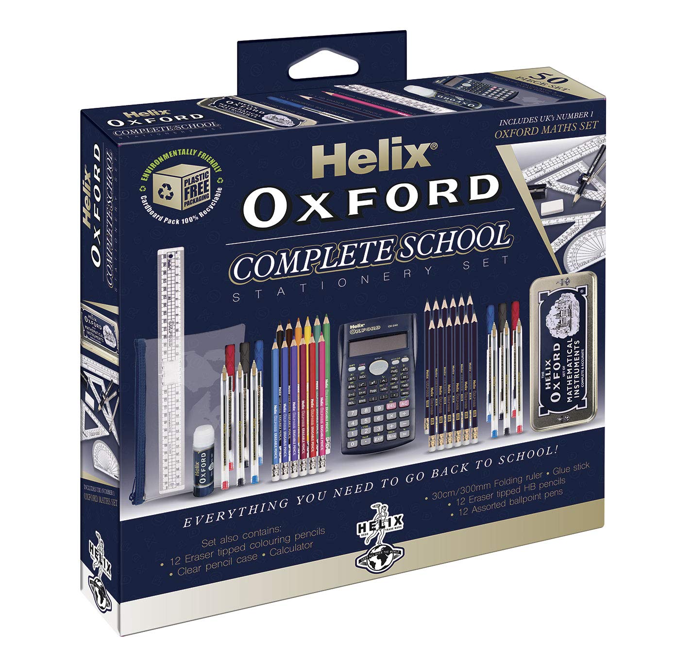 Helix Oxford Complete Back to School Stationery Set, Oxford Blue