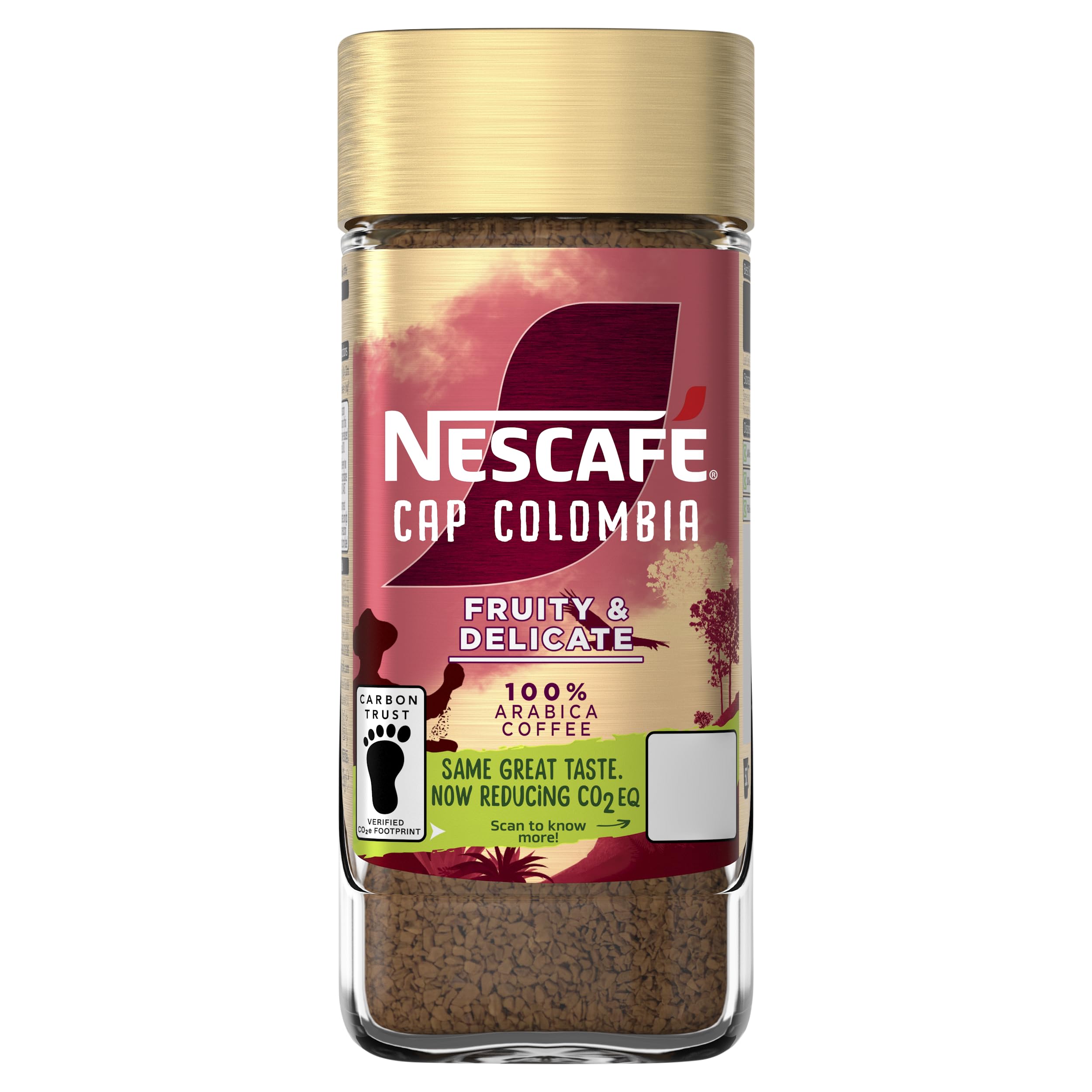 NESCAFÉ Cap Colombia Instant Coffee, 100% Arabica Single Origin, Light-Medium Roast, 95g Jar