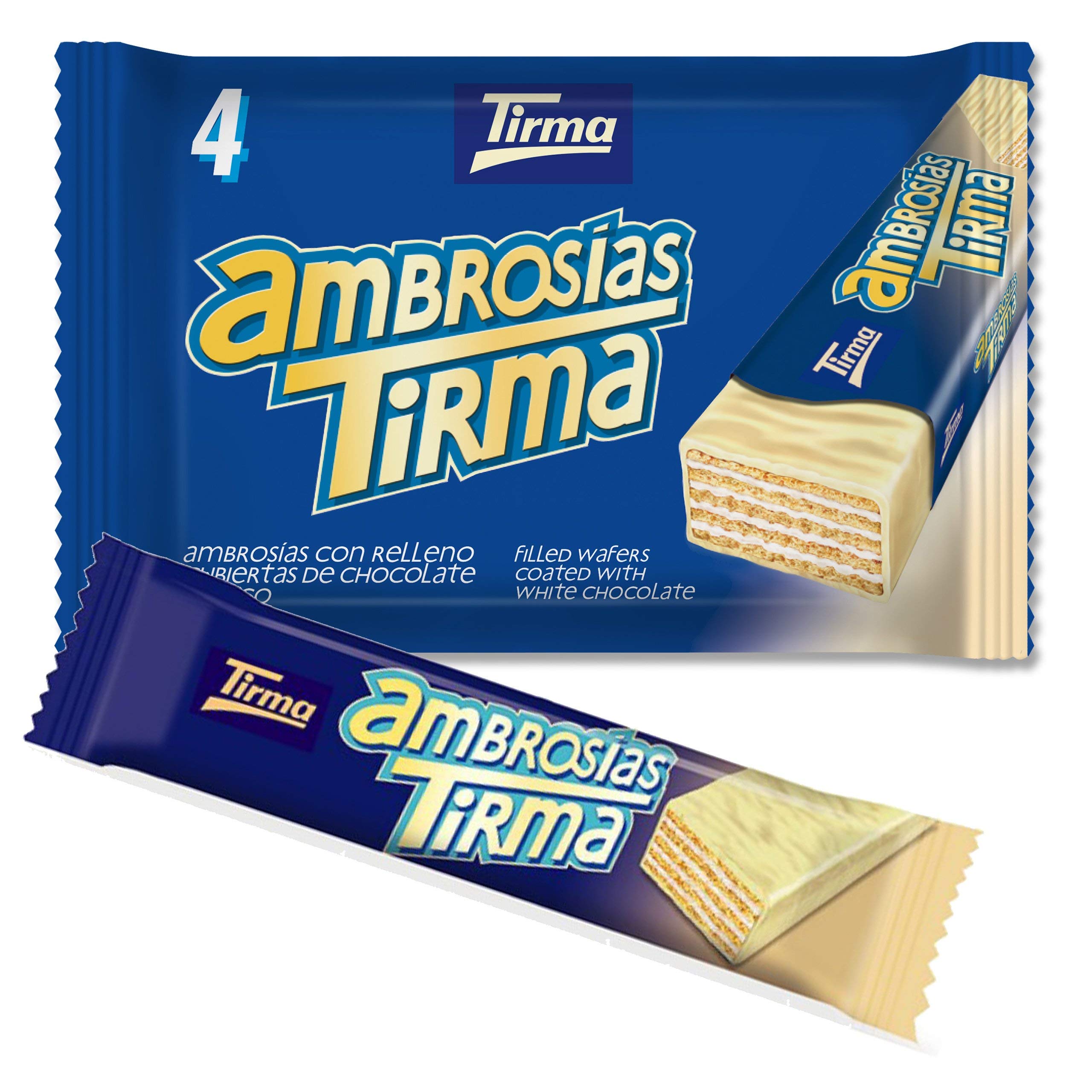 Tirma White Chocolate Ambrosias Cream Filled Wafers Individually Wrapped Snack Bars
