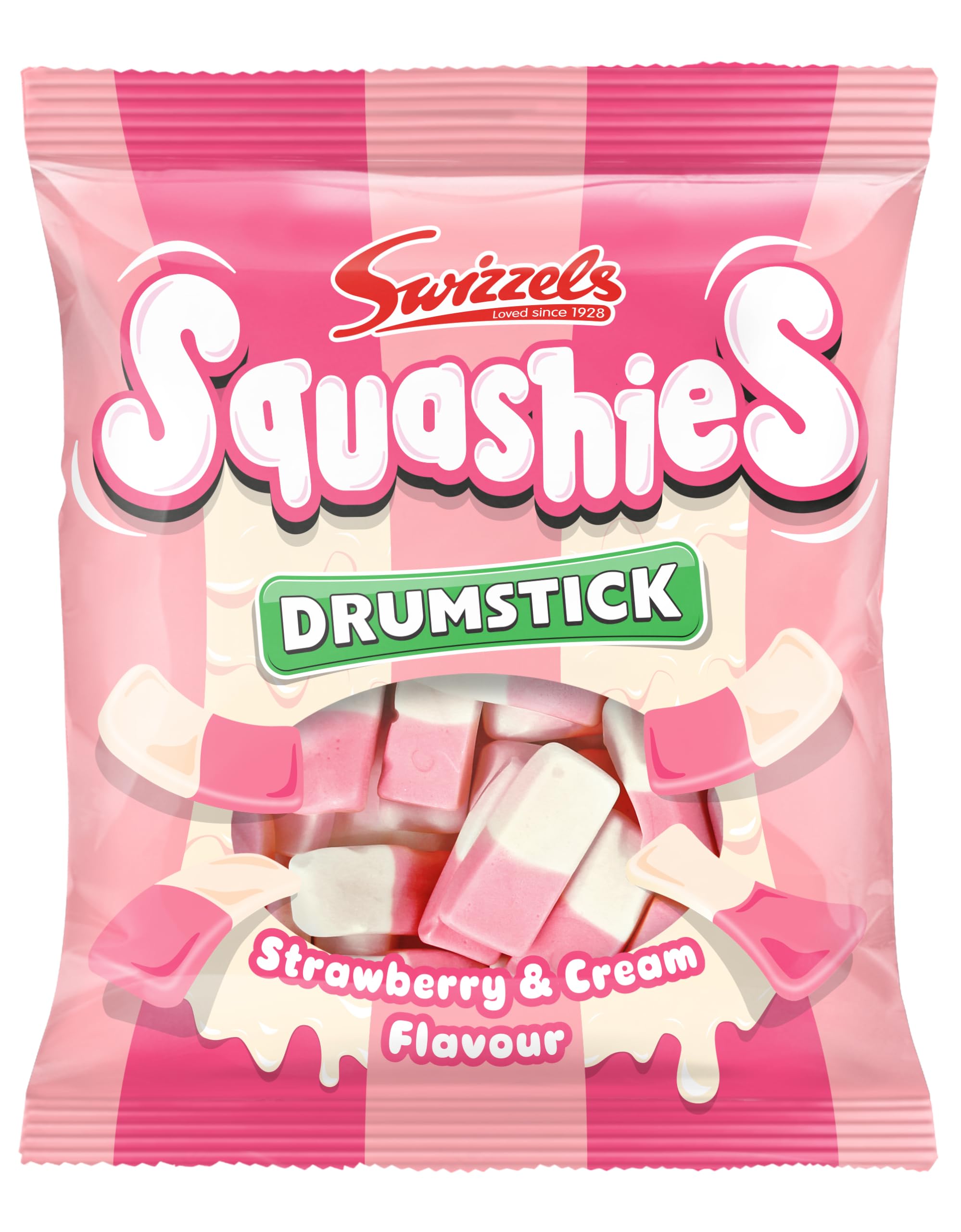 Swizzels Squashies Sweets, Strawberry and Cream Flavour, 140g Single Bag
