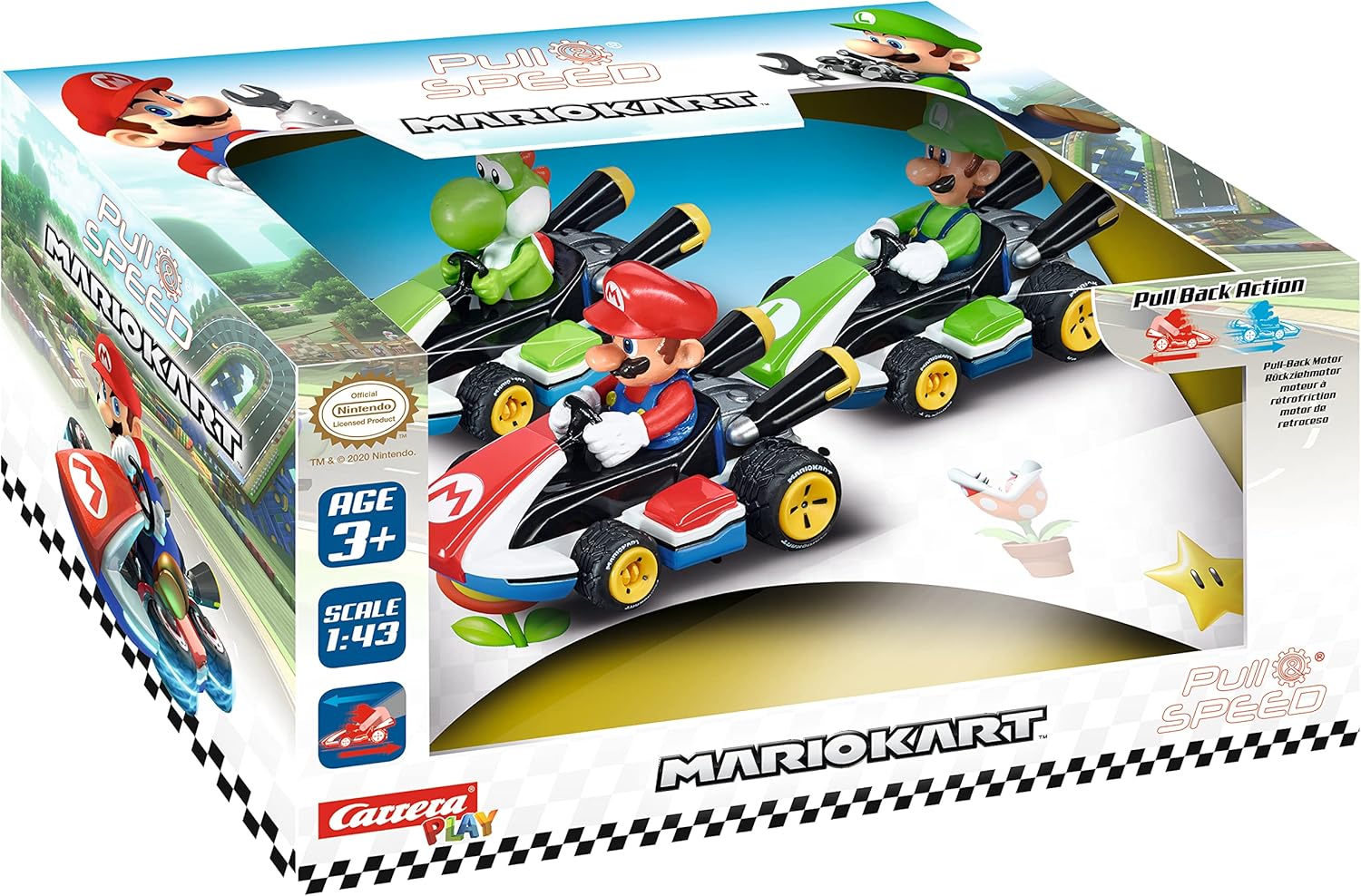 Mario Kart 8 - Pull Back & Speed 3-Pack Vehicles with Detailed Design