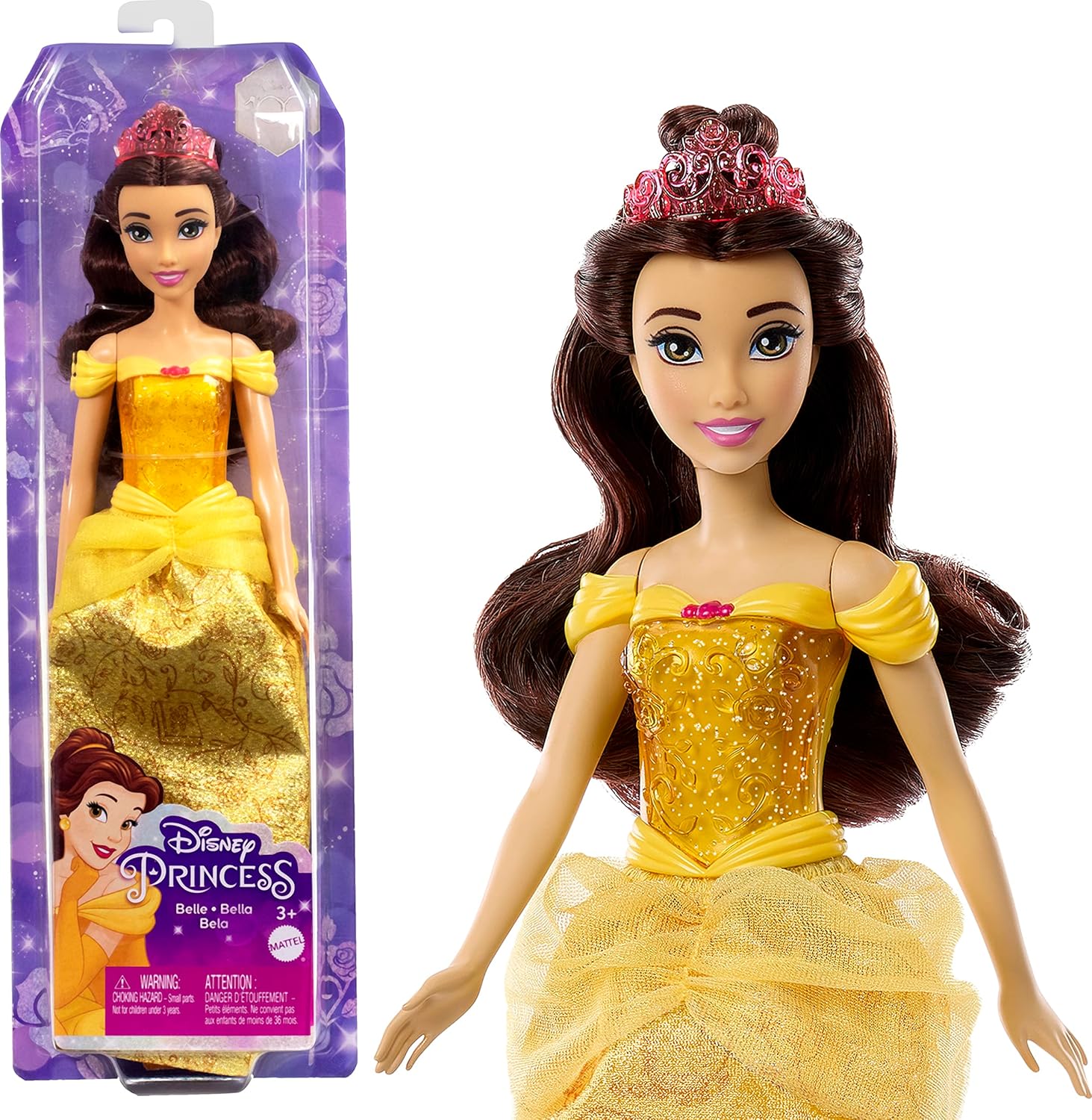 Disney Princess Belle Posable Fashion Doll - Sparkling Movie-Inspired Outfit & Accessories