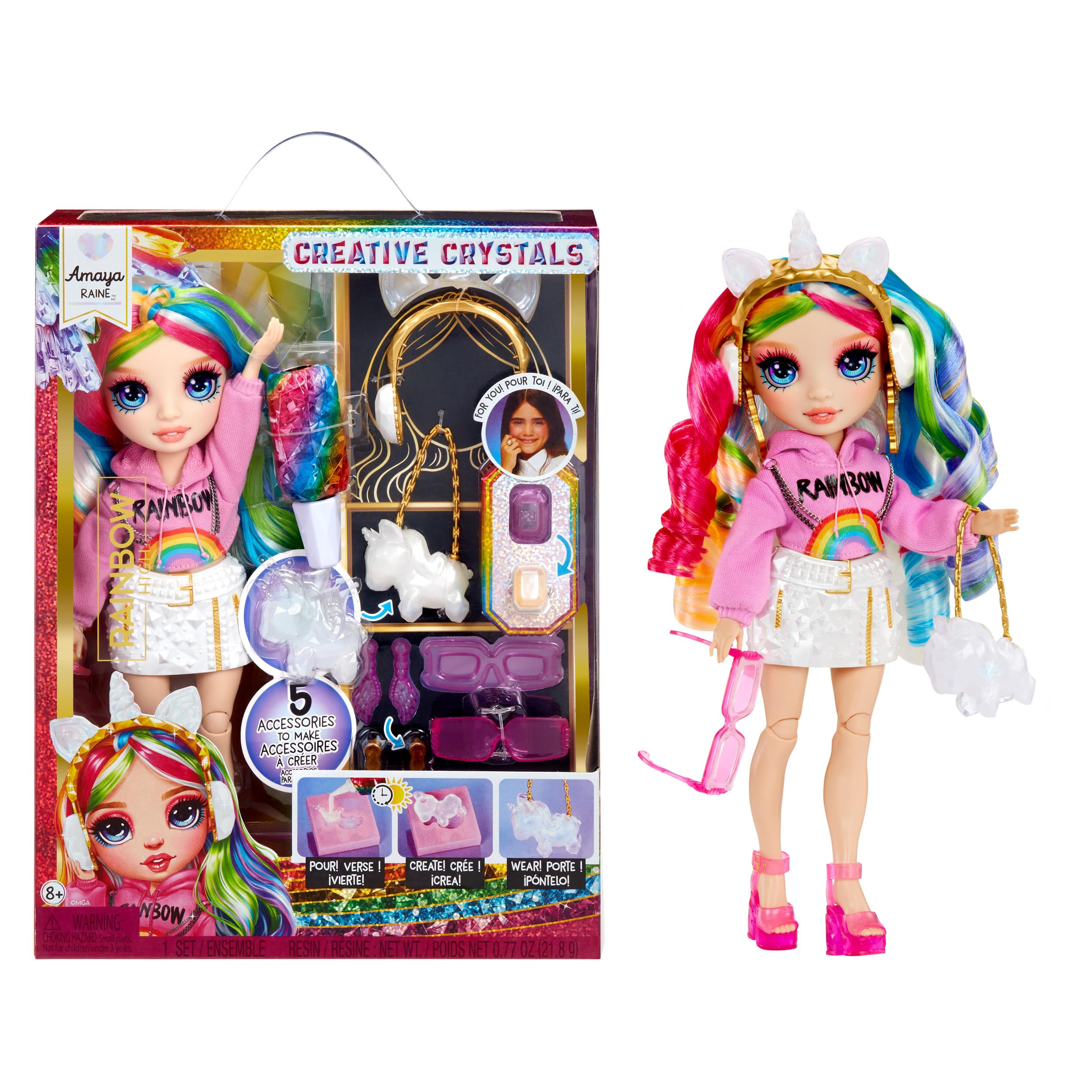 Rainbow High Creative Crystals Amaya - 28 cm Fashion Doll with DIY Crystal Accessory Kit