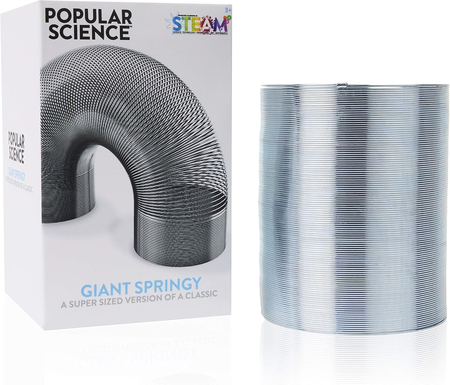 POPULAR SCIENCE Giant Springy Metal Helix Toy - Super-Size Stretchy Spring for Sensory Play & STEM Learning