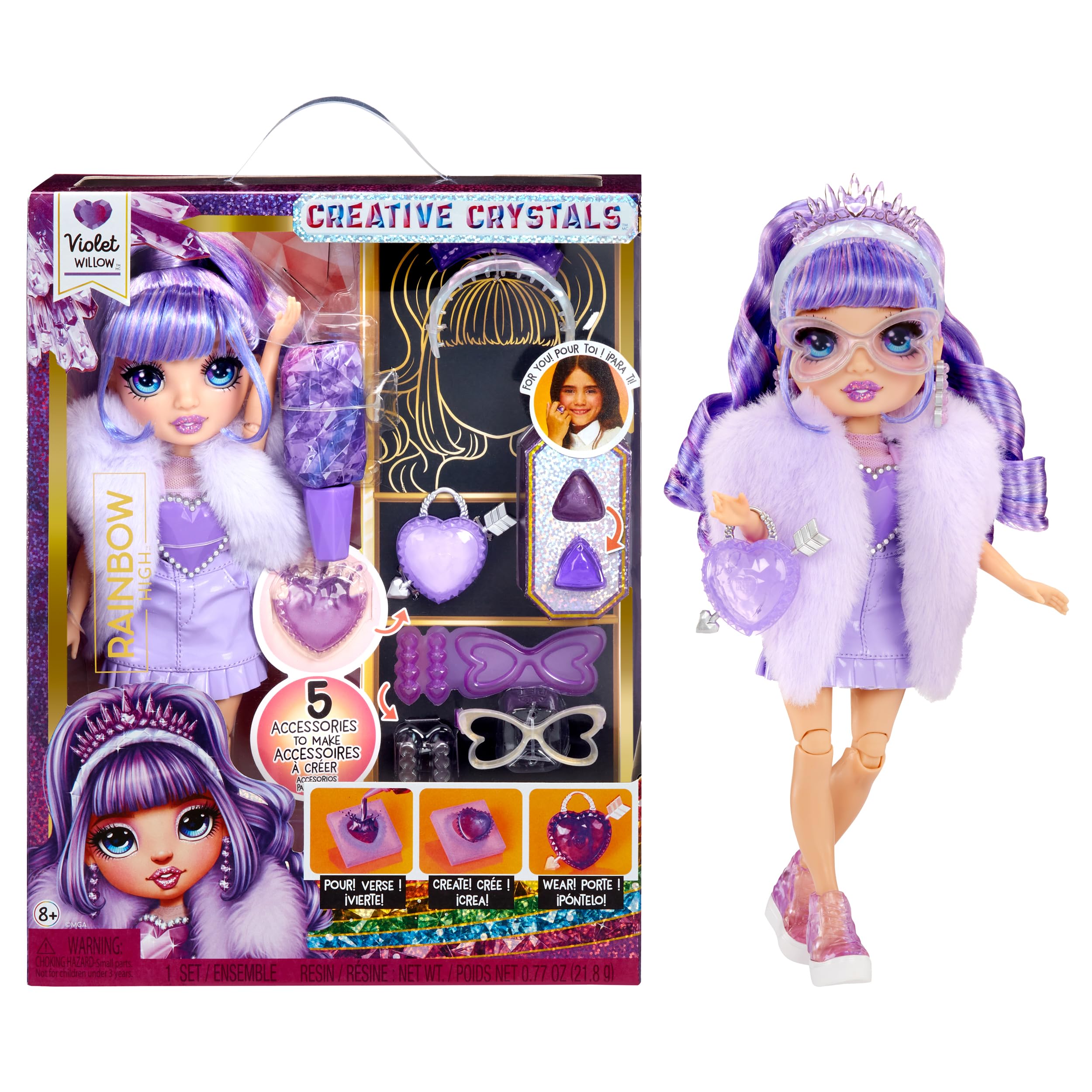 Rainbow High Creative Crystals Violet - Purple 28 cm Fashion Doll with DIY Crystal Make It Kit